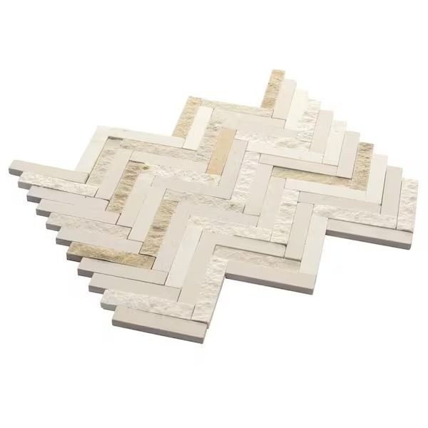 Daltile Beige Blend Chevron 10x12x0.31in Stone Mosaic Wall Tile 0.71 sqft 10 pcs