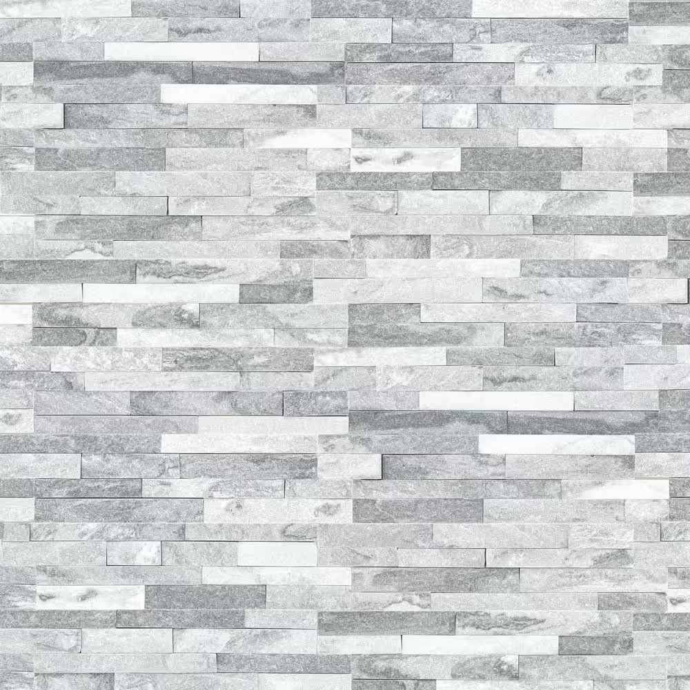 Alaska Gray Ledger Panel 6 In. X 24 In. Splitface Marble Wall Tile (6 Sq. Ft. /C