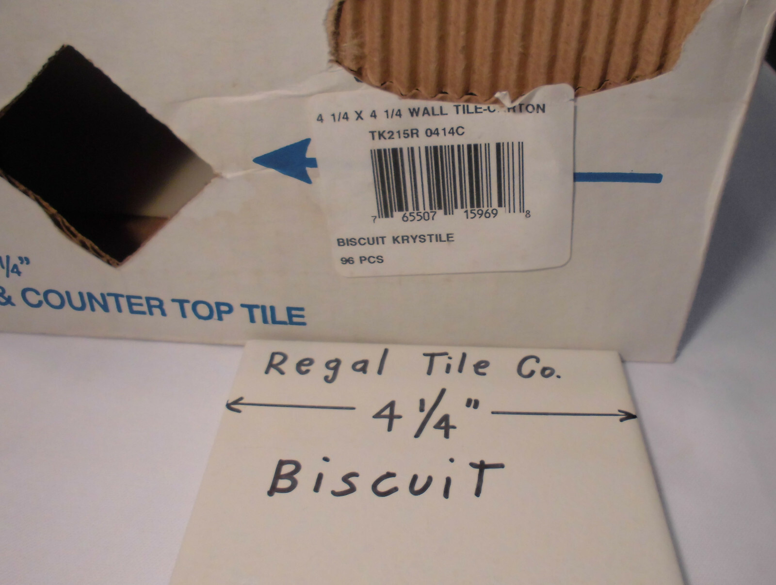 1 pc. Ceramic Tile *Biscuit* Krystile Glazed 4-1/4″ by Regal Co. Crystal NEW