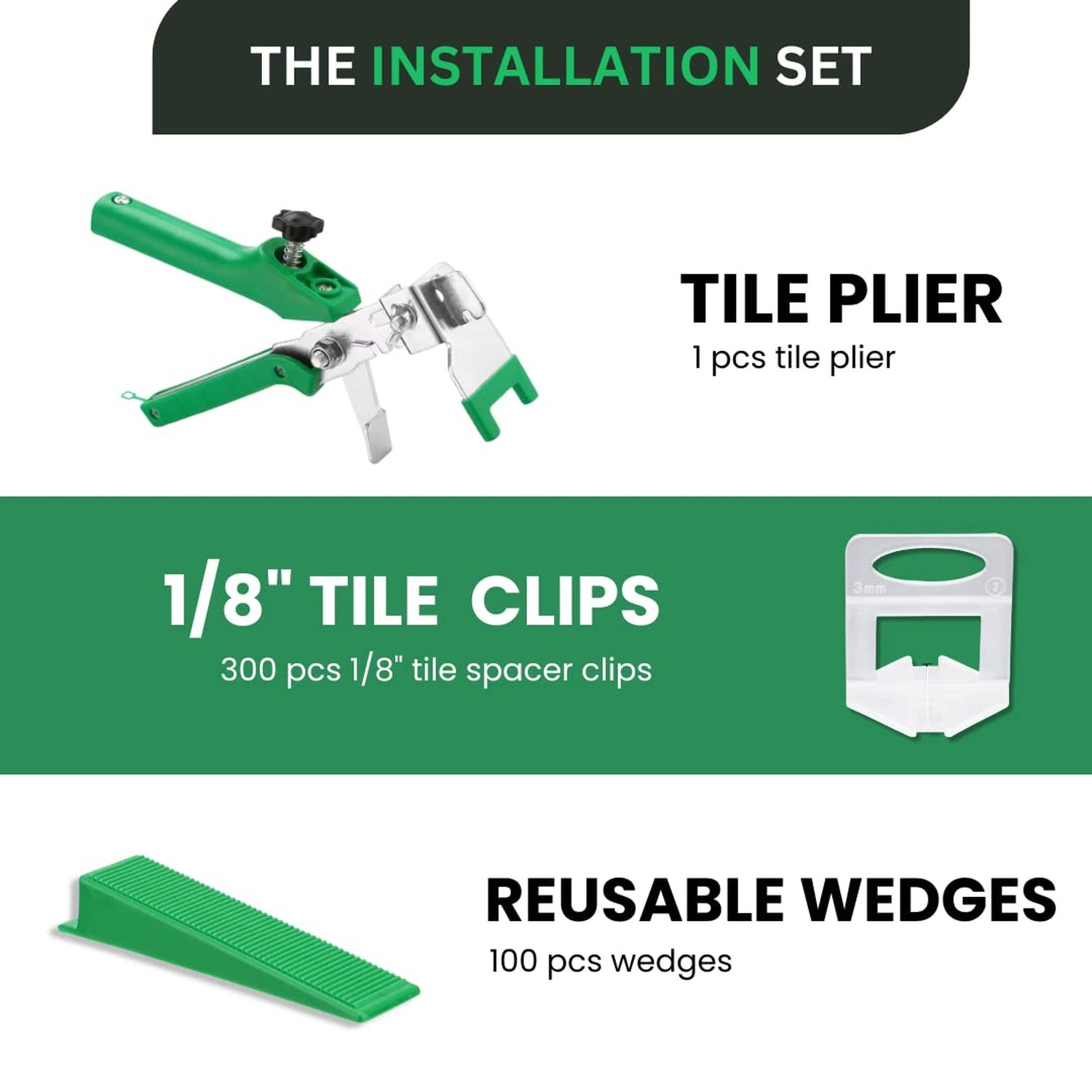 Tile Leveling System with 1 Plier, 300 Wedges, 300 1/8″ Clips – Tile Spacer L…