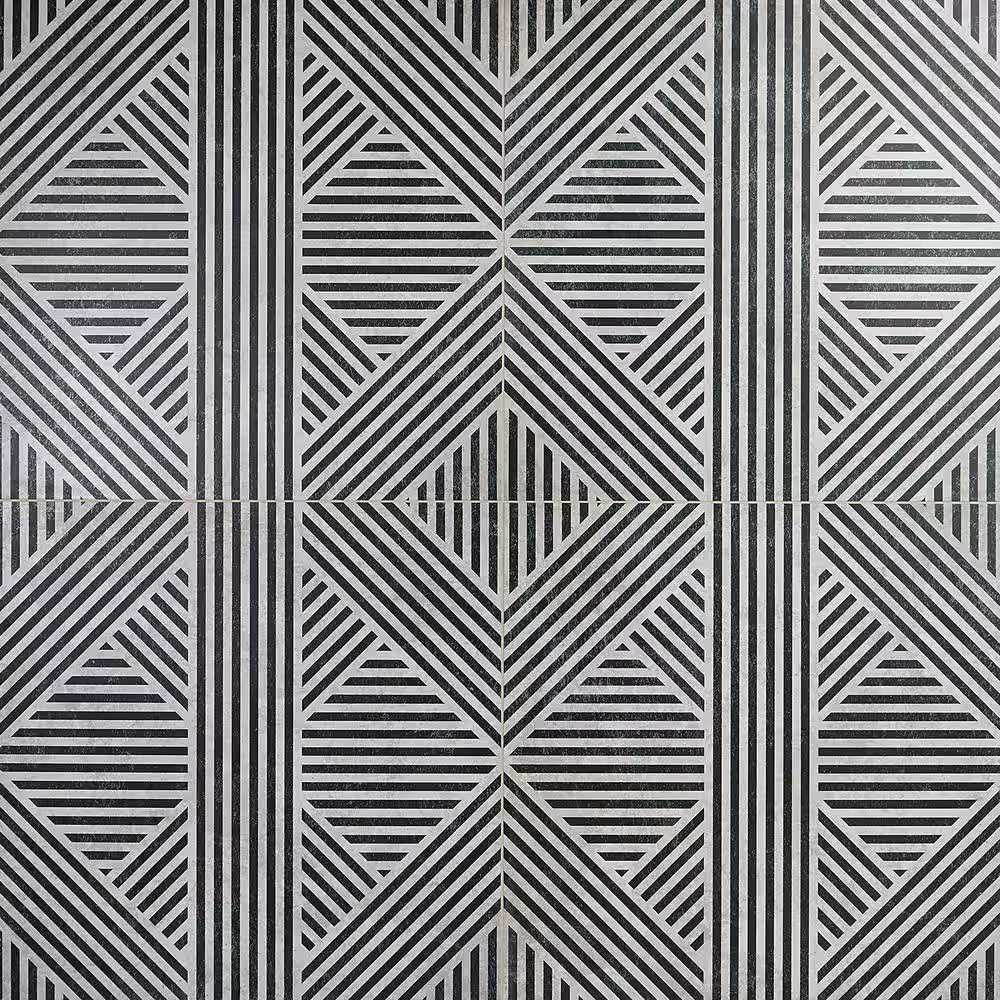 Astoria Black and White 24 In. X 24 In. Matte Porcelain Floor and Wall Tile (4 P
