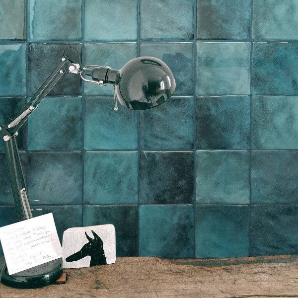 Zellige Costa Peel and Stick Backsplash Tiles Blue