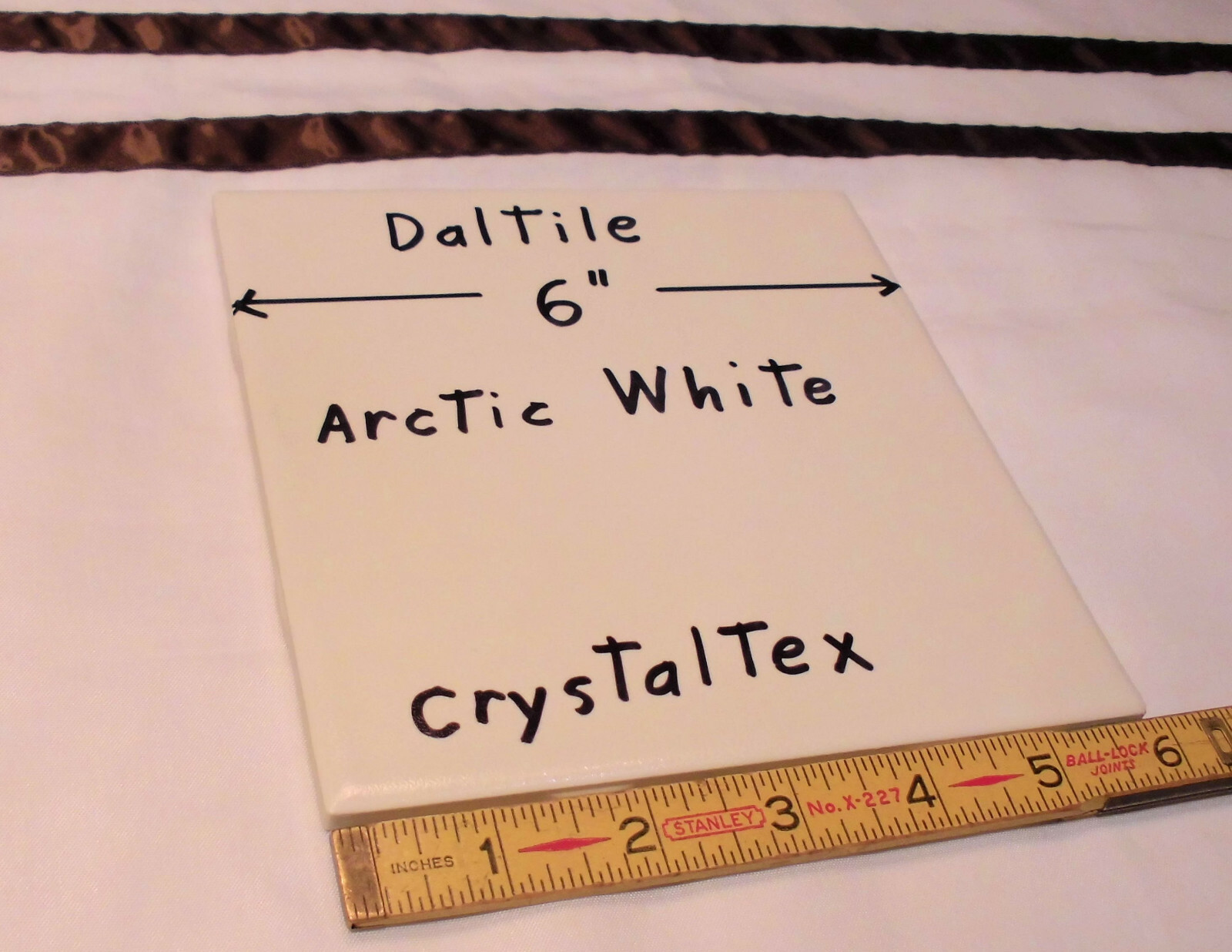1 pc. *White* 6″ X 6″ by Daltile; Crystaltex Finish-Crystall, Lightly Textured