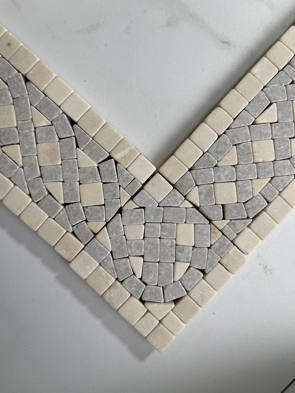 B4657T Marble Mosaic Border Listello Tile Quadra Sienna 2.25×12 Tumbled