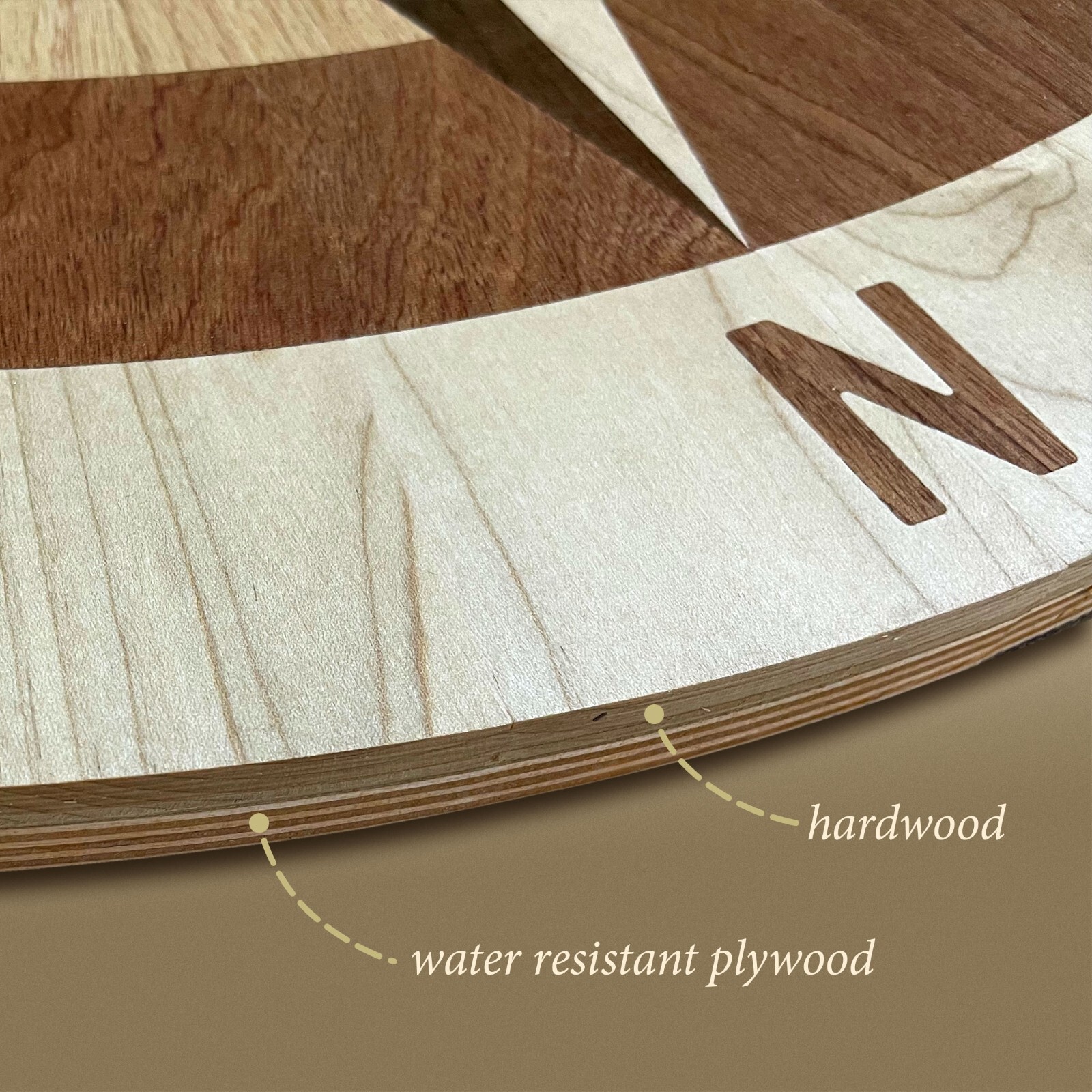 12″ x 3/4″ Wood Compass Floor Inlay – Handmade Decorative Hardwood Medallion