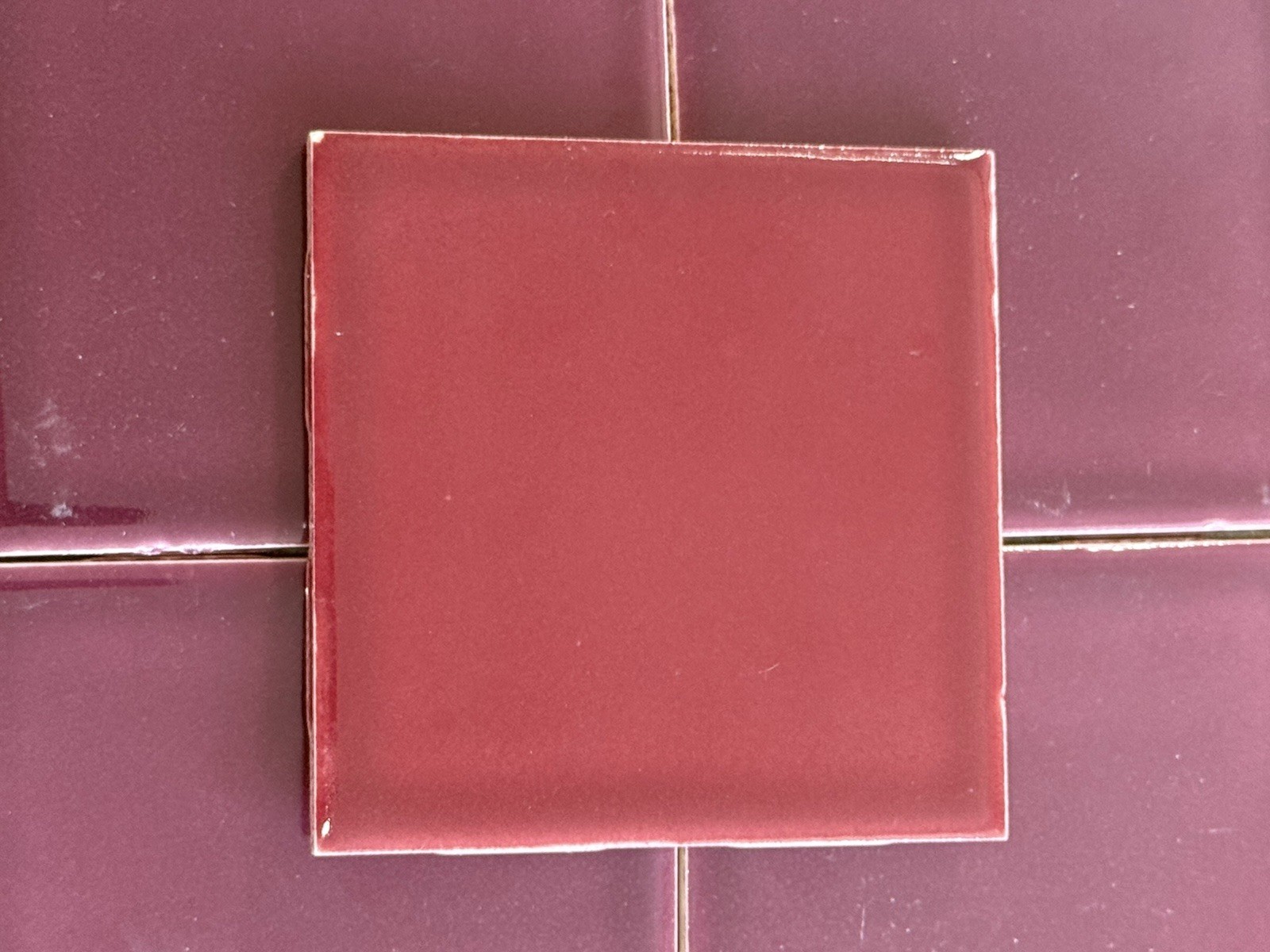 Huntington Tile Burgundy or Maroon 4 1/4” Vintage Field Tile – New Old Stock