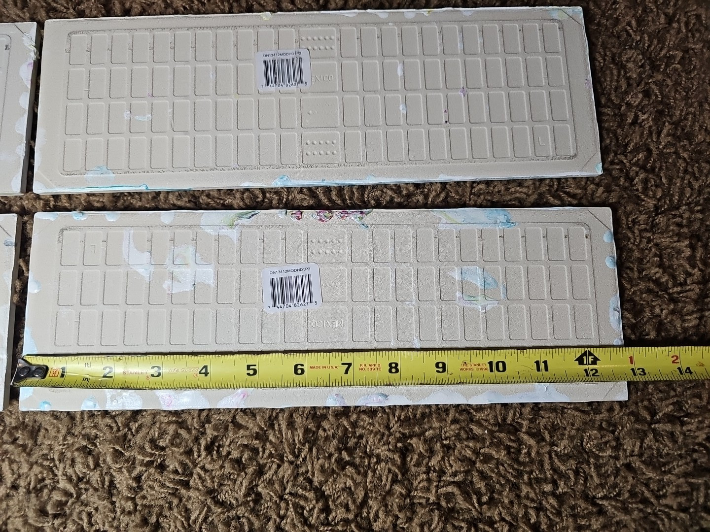 Set of Four Stunning Custom Art Painted 4-1/4 in. x 12-7/8 in. Ceramic Subway #5
