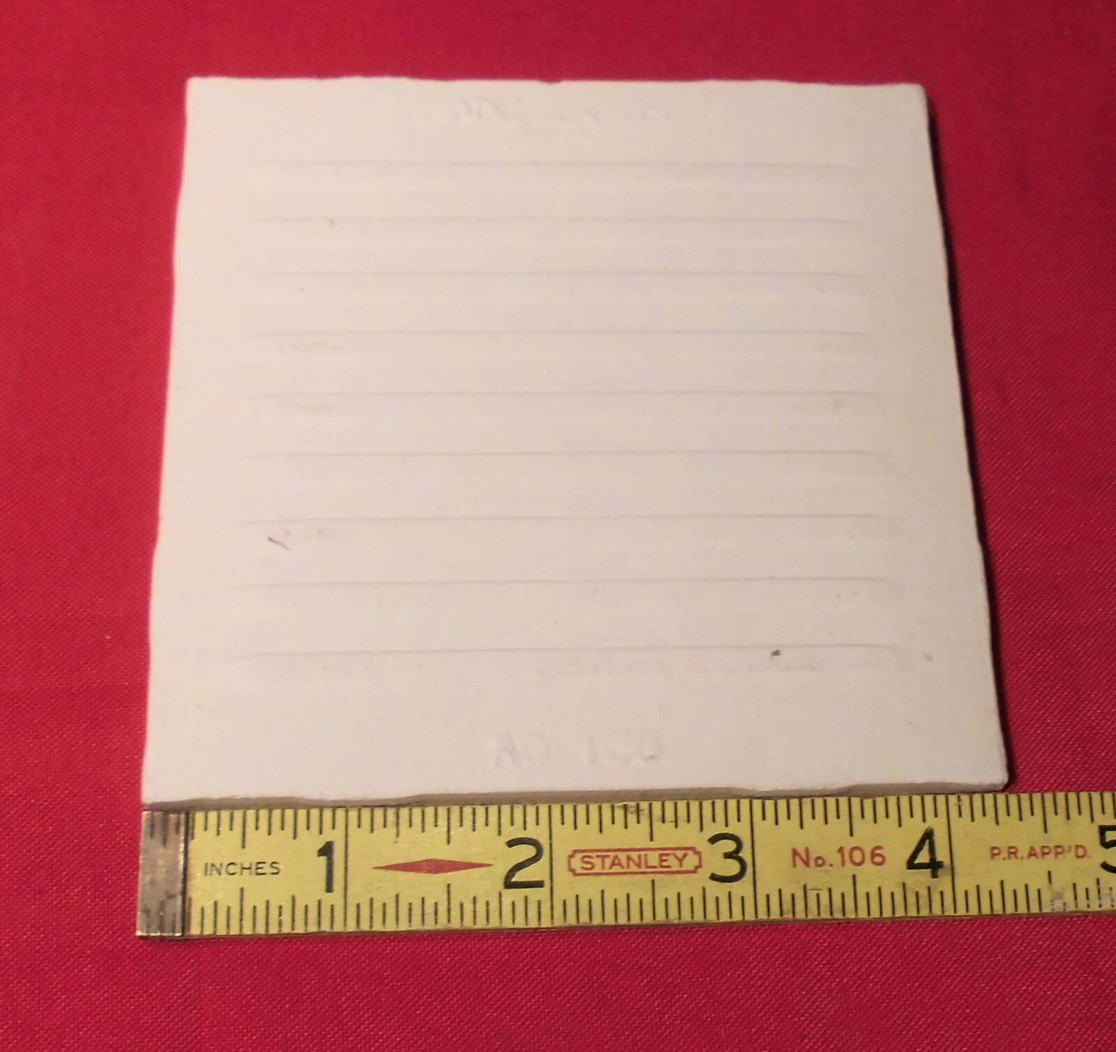 1 pc. Vintage Ceramic Tile *Matte Vellum* by American Olean Co. 4-1/4″ Light Tan