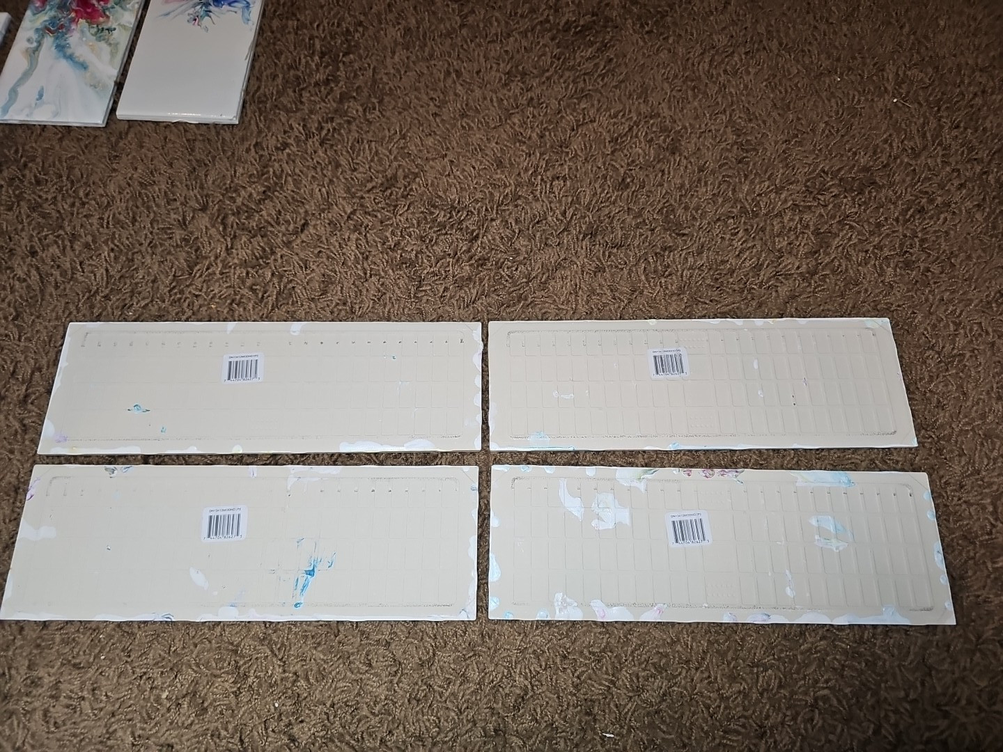 Set of Four Stunning Custom Art Painted 4-1/4 in. x 12-7/8 in. Ceramic Subway #5