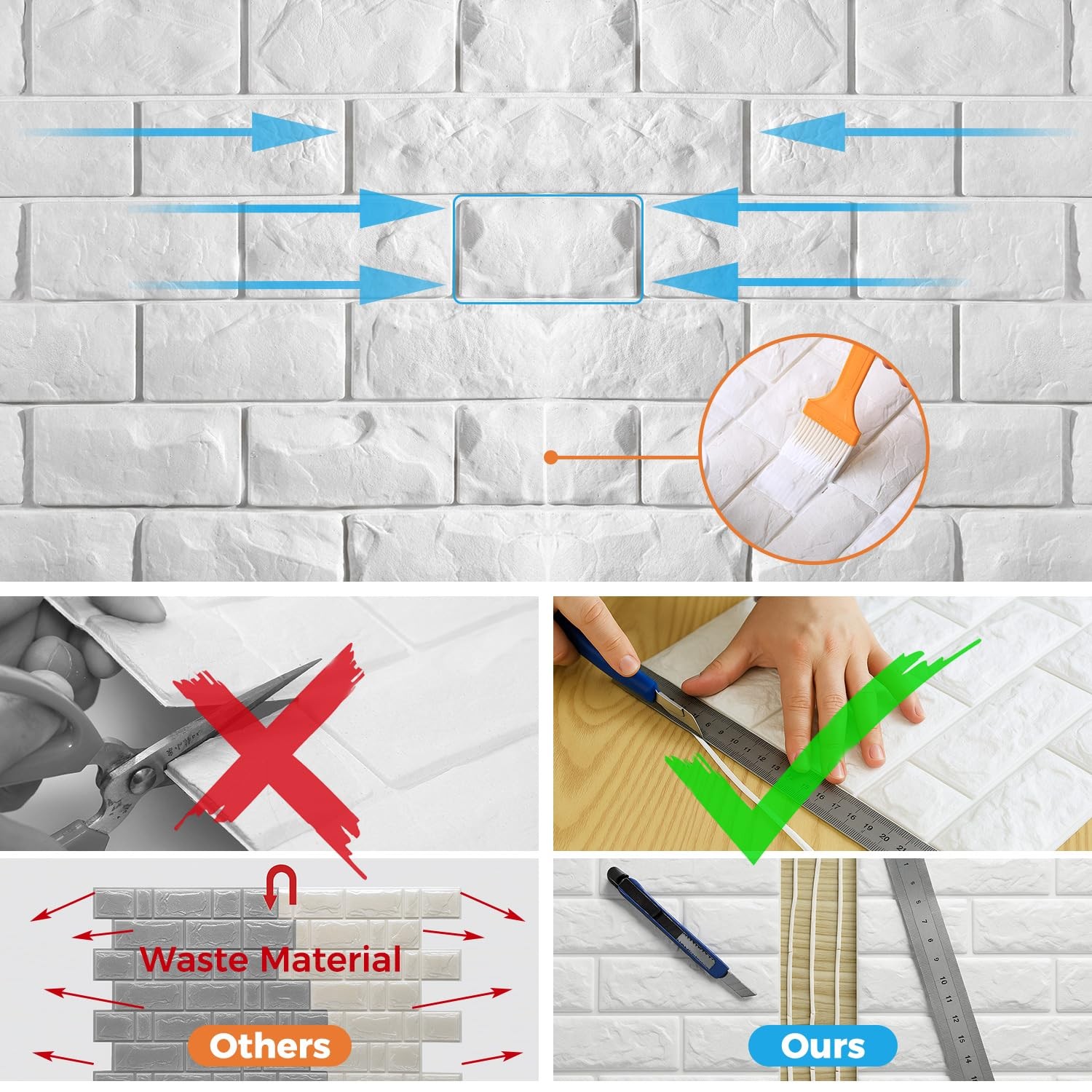 30 Pcs 3D Wall Panels, White Brick Printable 3D Wallpaper Stick and Peel, Sel…