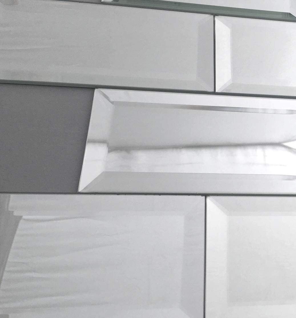 4×12 Wide Beveled Subway Decorative Backsplash Wall Genuine Mirror Tile