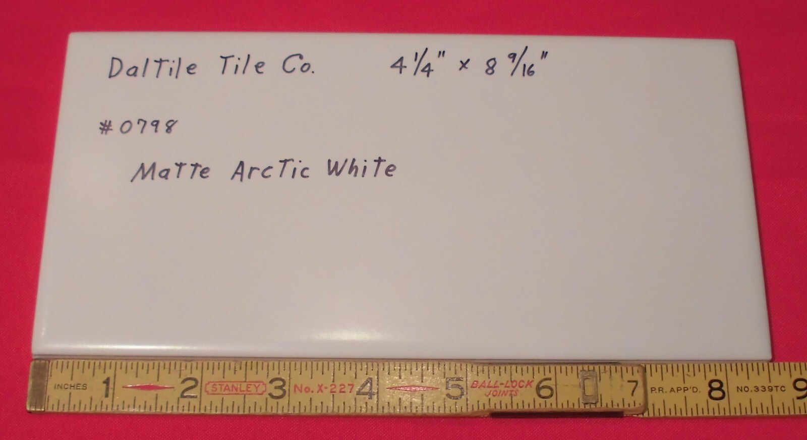 1 pc. Arctic White: 4-1/4″ X 8-9/16″ Matte Ceramic Tile by Daltile #0798, NEW