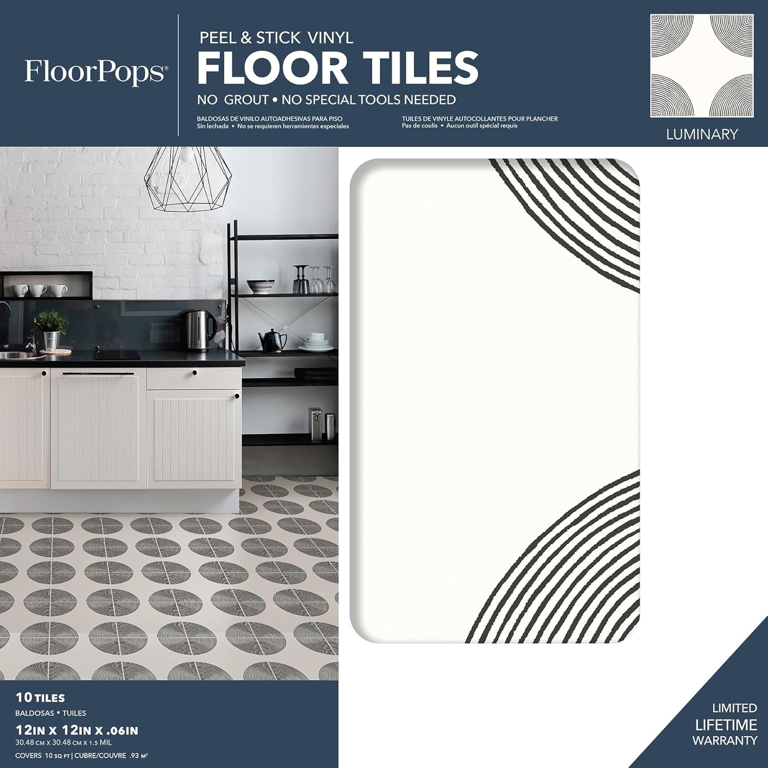 Mid-Century Modern Peel & Stick Vinyl Tiles – 12×12 Inches, Easy Installation