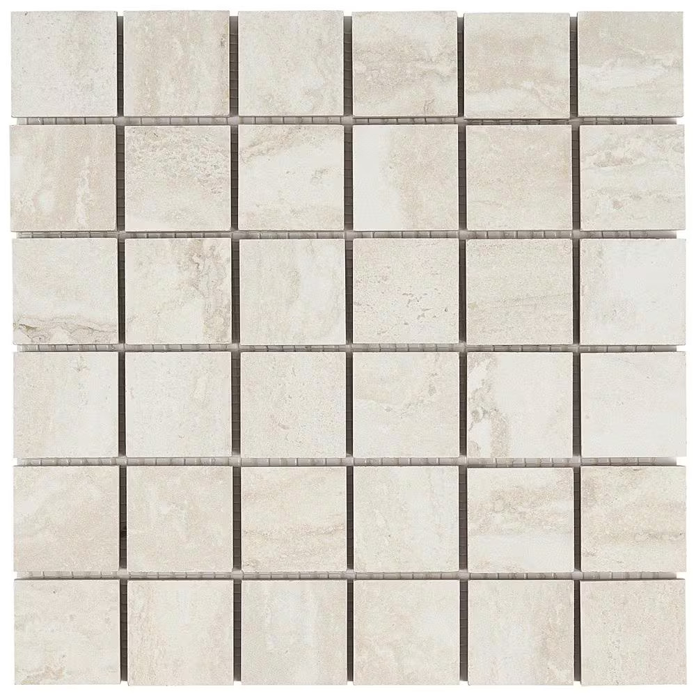 Essential Travertine Cream 11.81 In. X 11.81 In. Matte Porcelain Mosaic Tile (0.