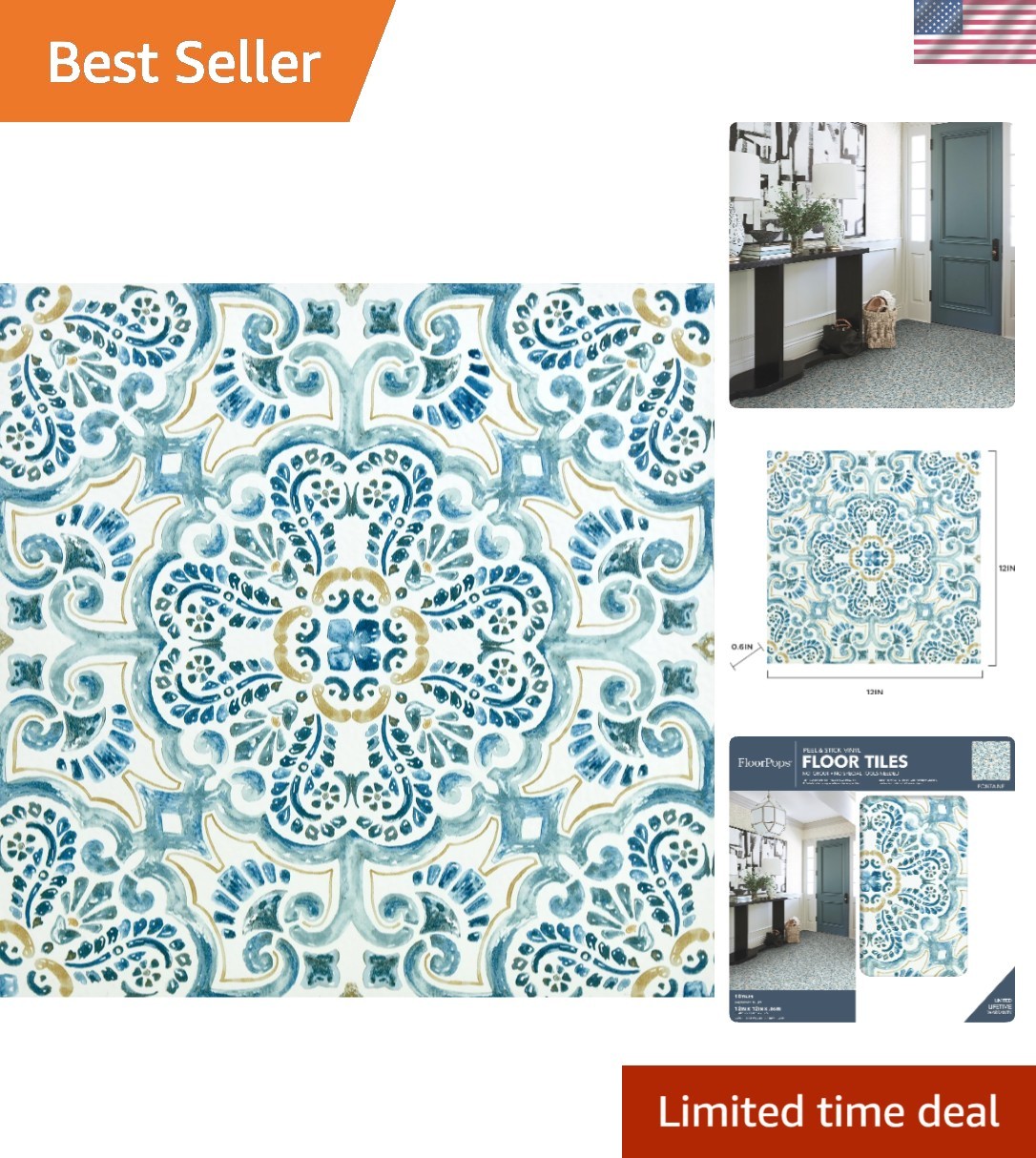 Transform Your Floors with Durable Blue Peel & Stick Vinyl Tiles – 10 Tiles