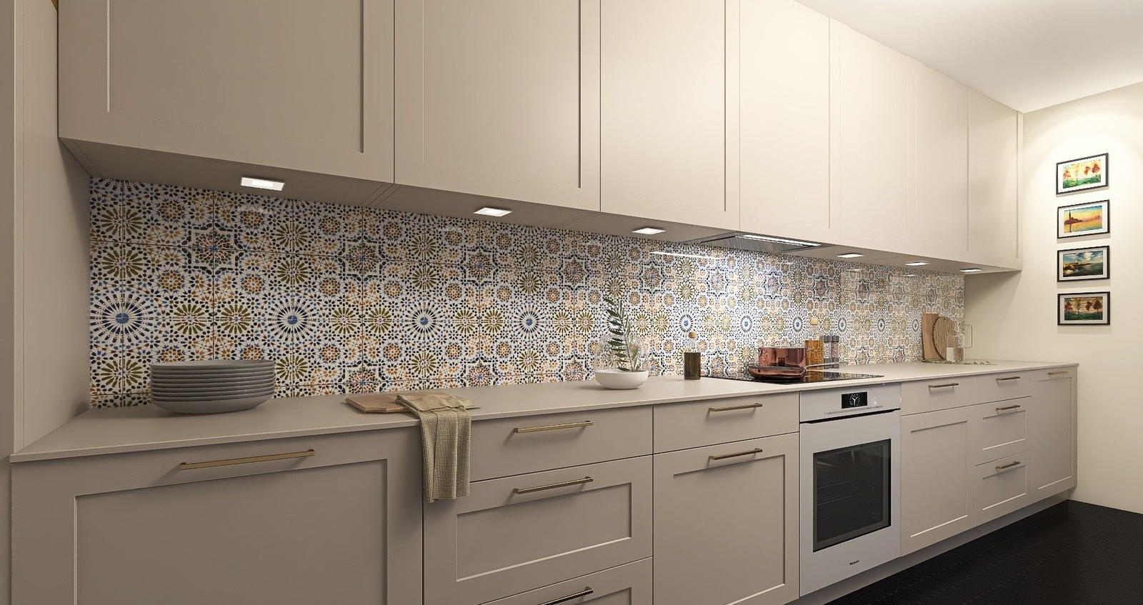 Moroccan ceramic tiles 8×8 inch, 12 tiles in Coloured Patchwork Mosaic – Kenza