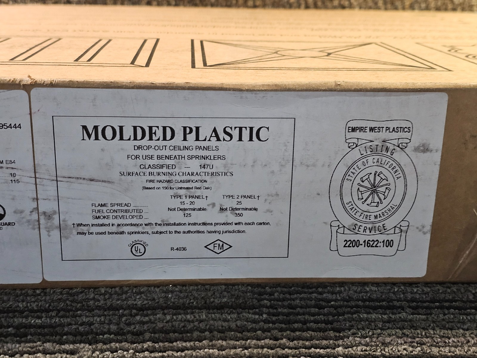 (QTY 40) Ceilume V1-STRATF-22WTO 2-ft x 2-ft Stratford PVC Drop Ceiling Tile