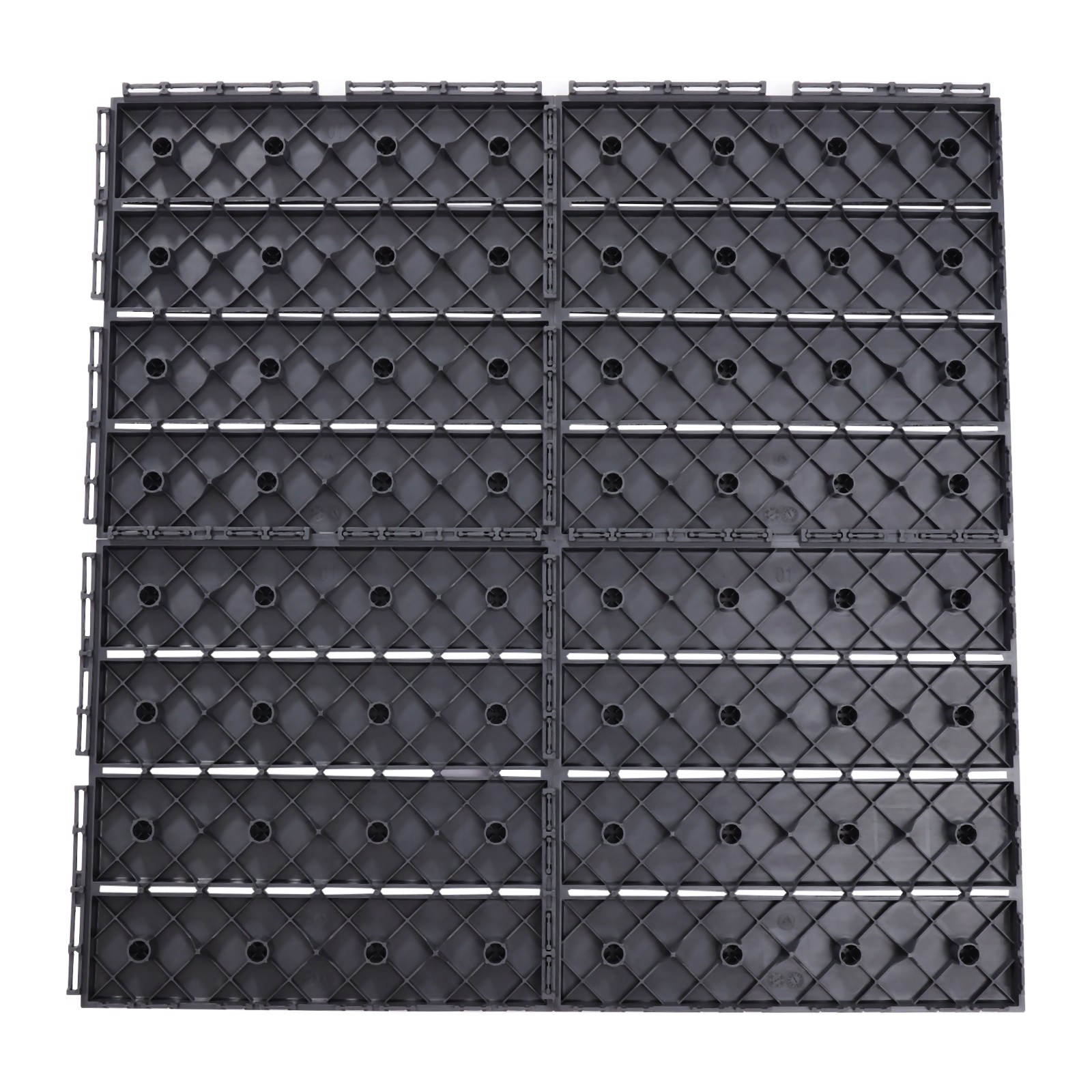 30Pcs 12” Deck Patio Tile Interlocking PP Plastic Flooring Pavers Tiles Outdoor