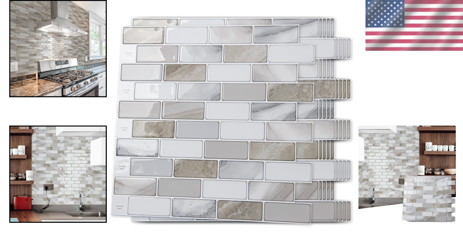 Peel and Stick Backsplash Tile Set – Beige & White