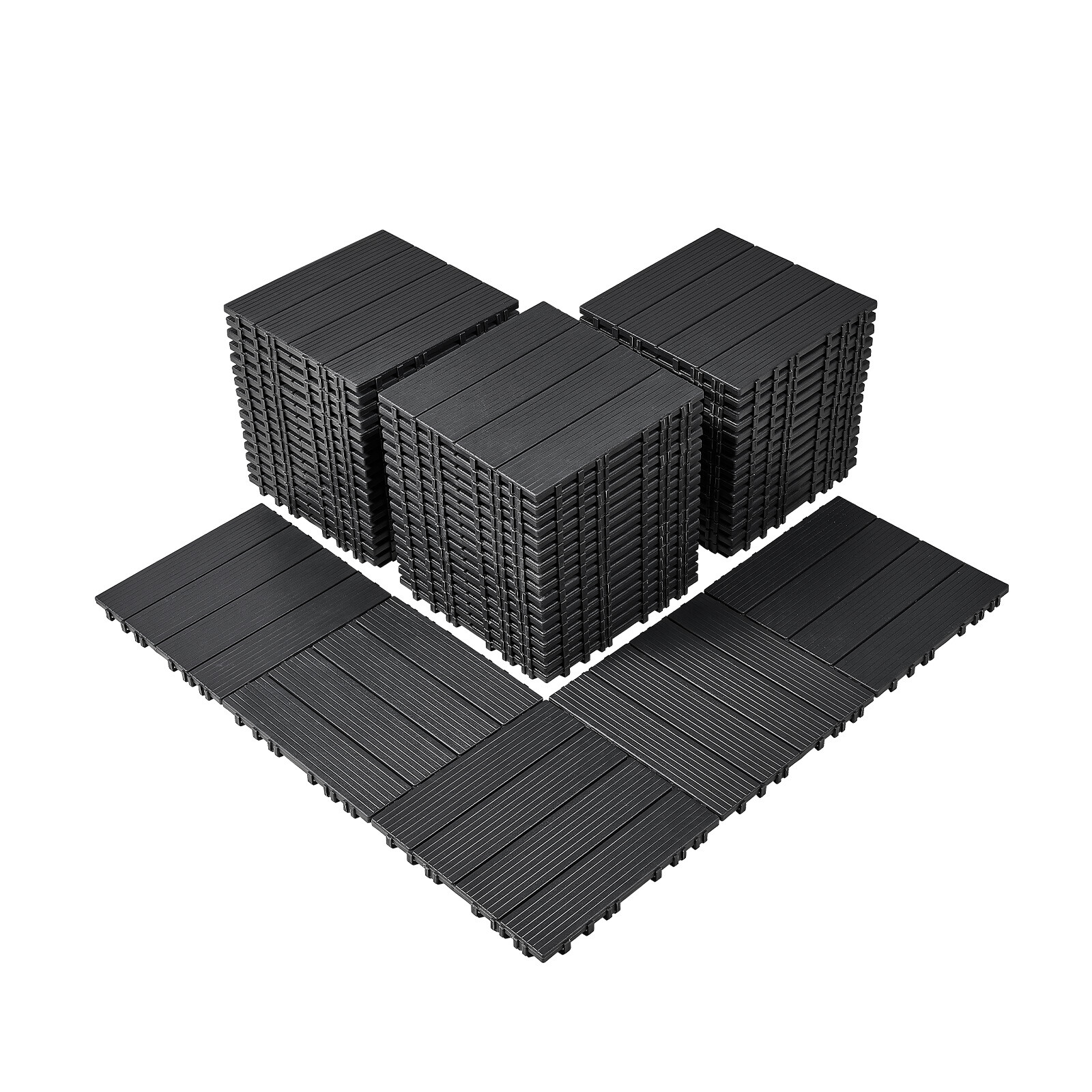 VEVOR Interlocking Deck Tiles 54 Pack 12″x12″ Plastic for Porch Dark Grey