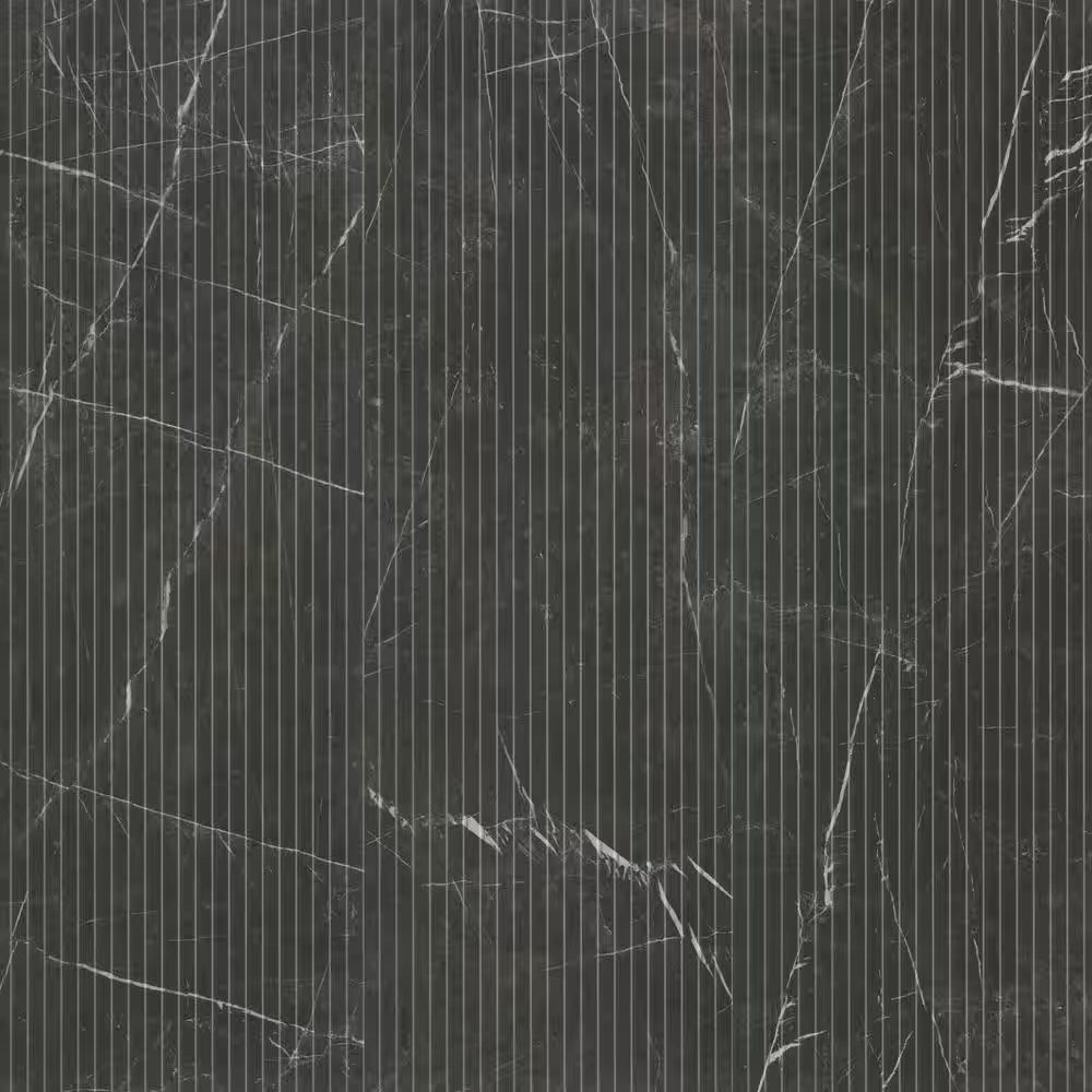 Urban Bamboo Marmi Noir 16 In. X 48 In. Satin Fluted Ceramic Wall Tile (15.51 Sq