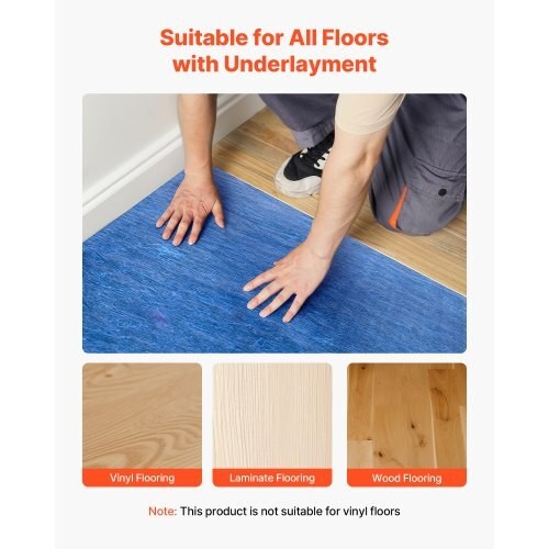 VEVOR Floor Underlayment 100 sq ft 3mm Laminate Flooring Padding Vapor Barrier