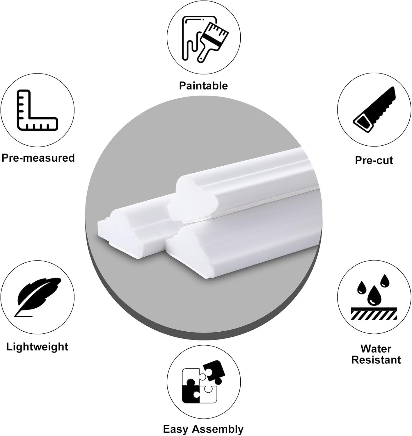 Elegant 3D Peel and Stick Wainscoting Kit – 30 White Accent Molding Pieces