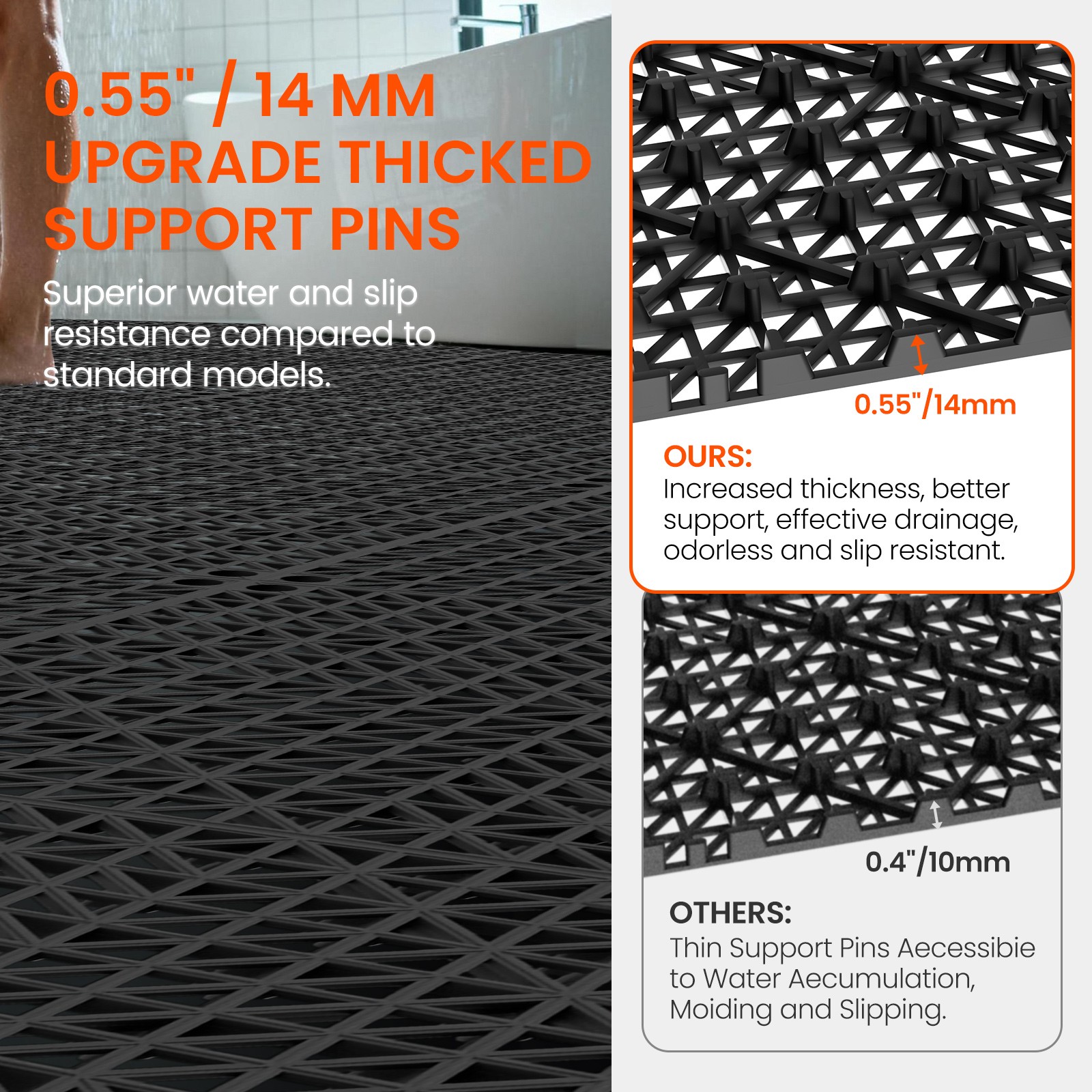 24/36/50 Pcs 12″x12″ PVC Interlocking Garage Floor Tiles Vented Water Drainage