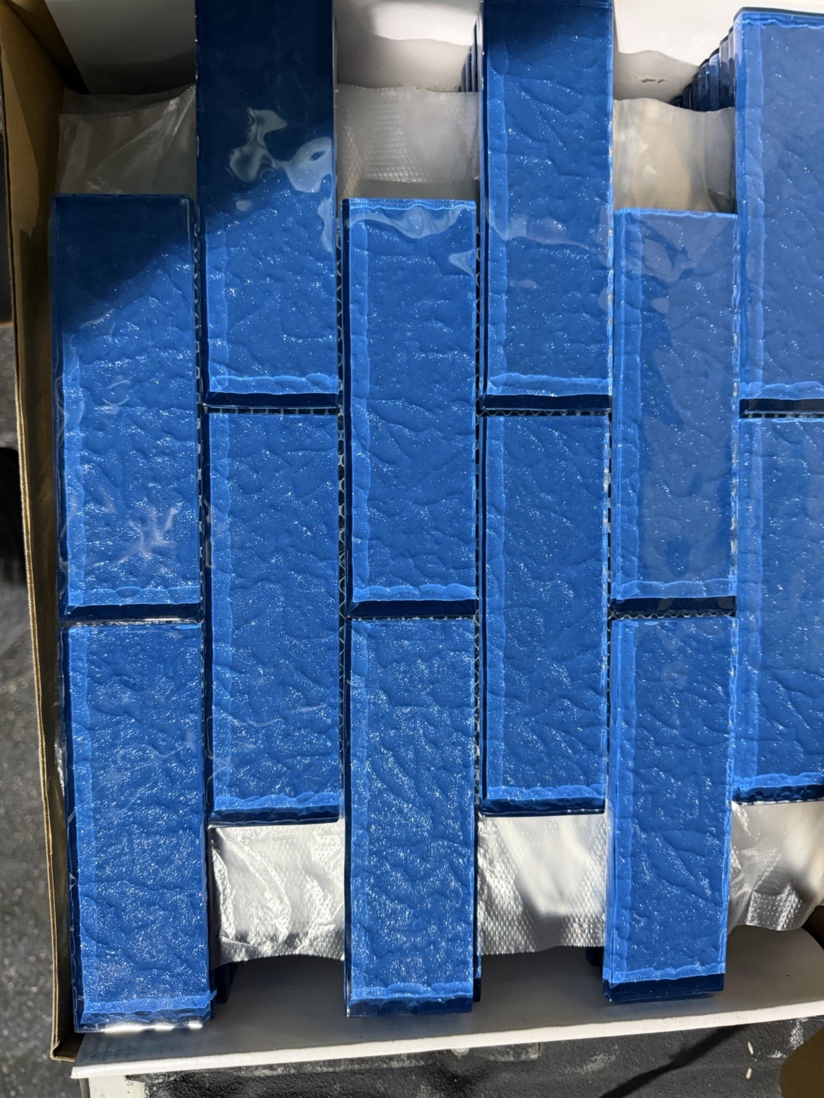 Artistry In Mosaics Pool Glass Tile 2×6 Blue Moonscape Series 11 Sheets In Box
