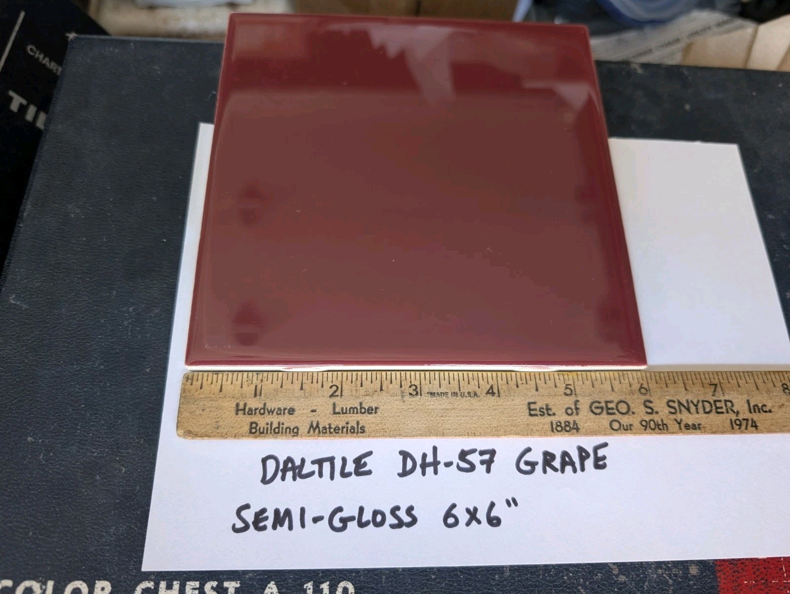1 pc of Daltile Ceramic Tile 6″ Square NEW DH-57 Grape AO 110 Burgundy Gloss USA