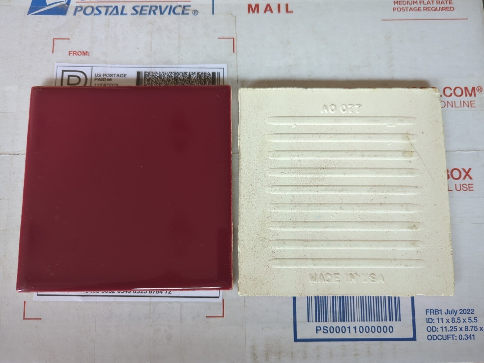 2 pcs of American Olean Ceramic Tile 4 1/4″ NEW Burgundy 110 Gloss USA Lansdale