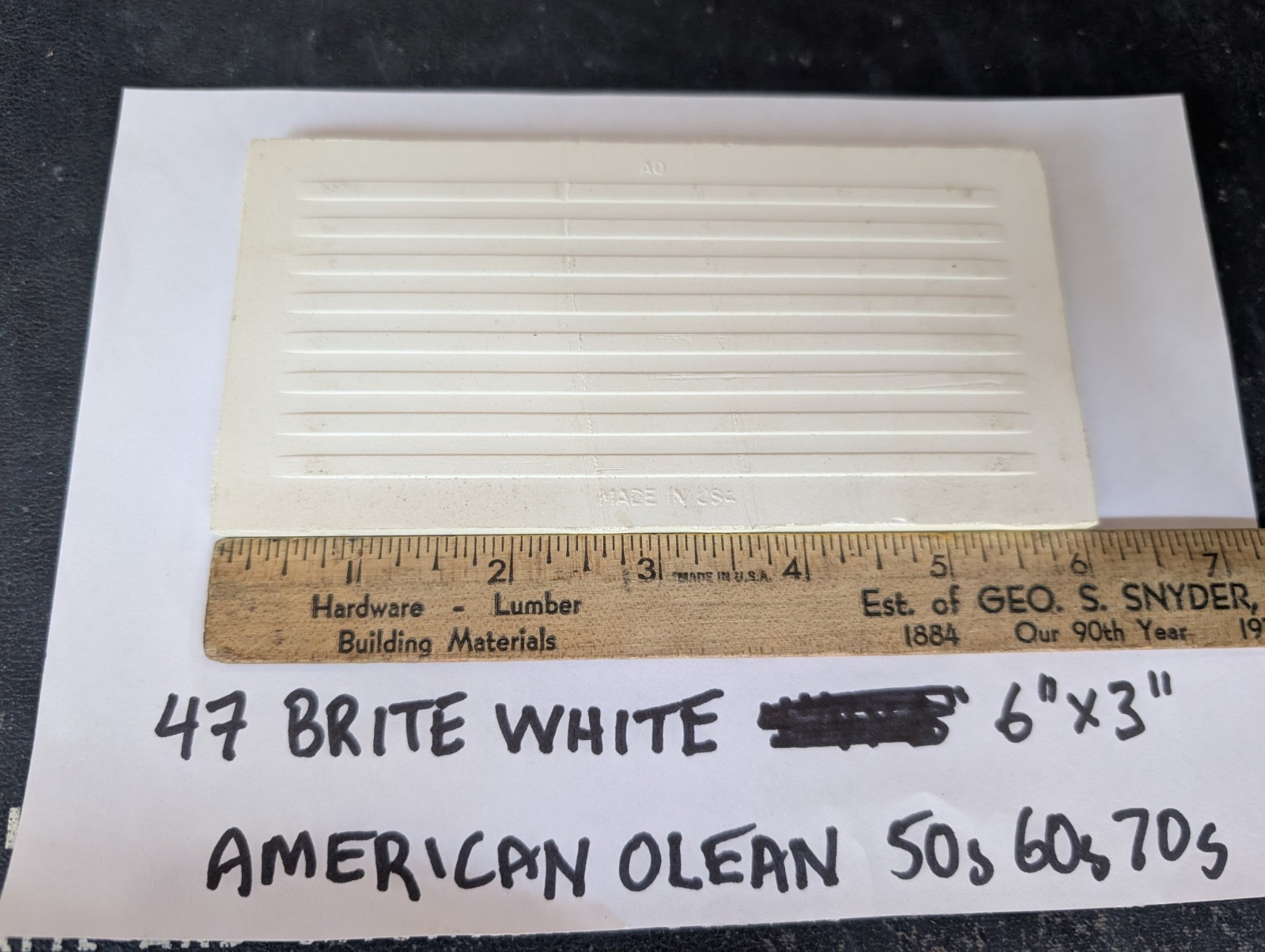 2 pcs American Olean Ceramic Tile Gloss Brite White #47 6″x3″ Subway 1960s 70s