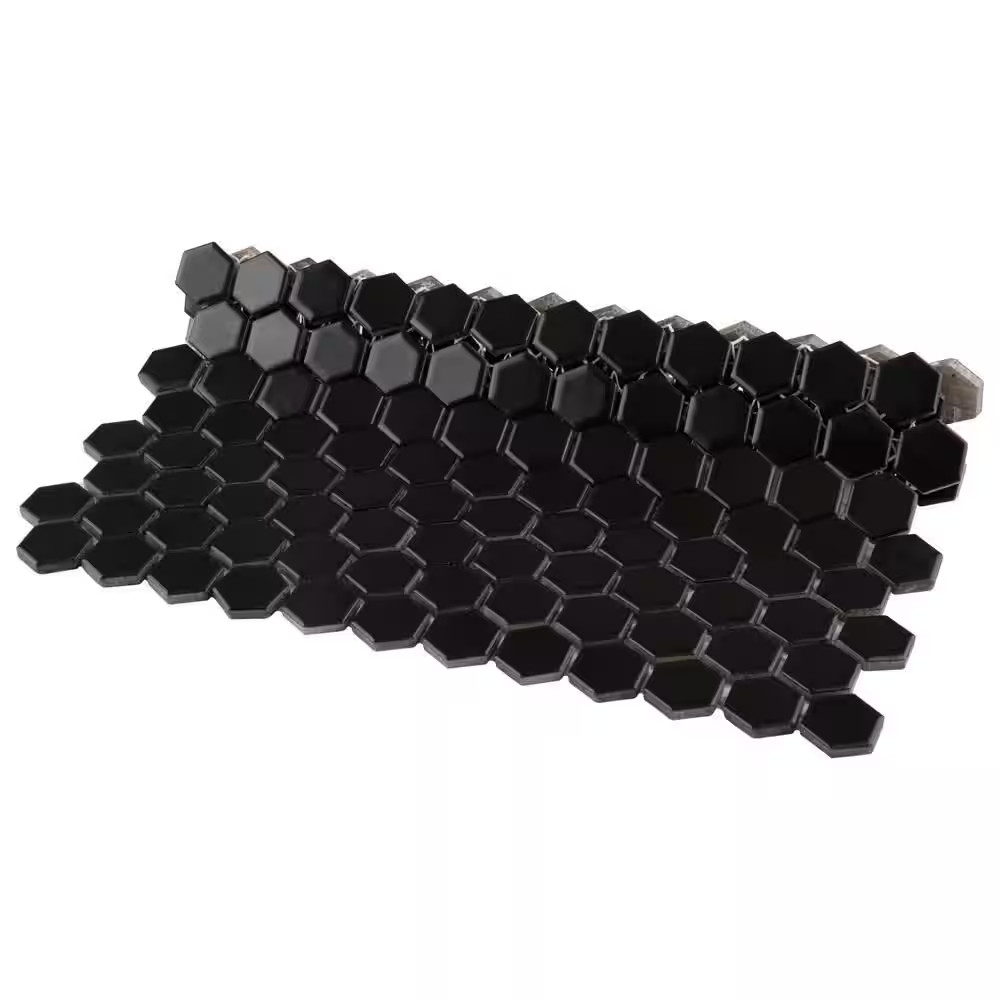 Metro 1 In. Hex Matte Black 10-1/4 In. X 11-7/8 In. Porcelain Mosaic Tile (8.6 S