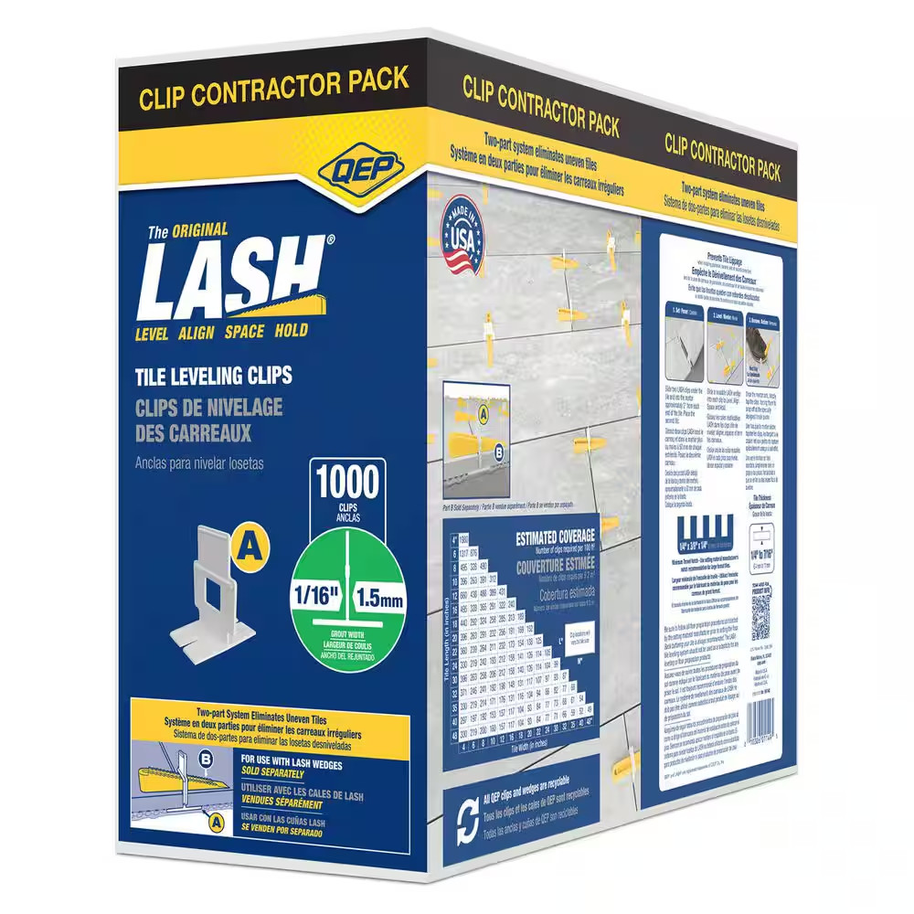 LASH White 1/16 In. Clip, Part a of 2-Part Tile Leveling System 1,000-Pack