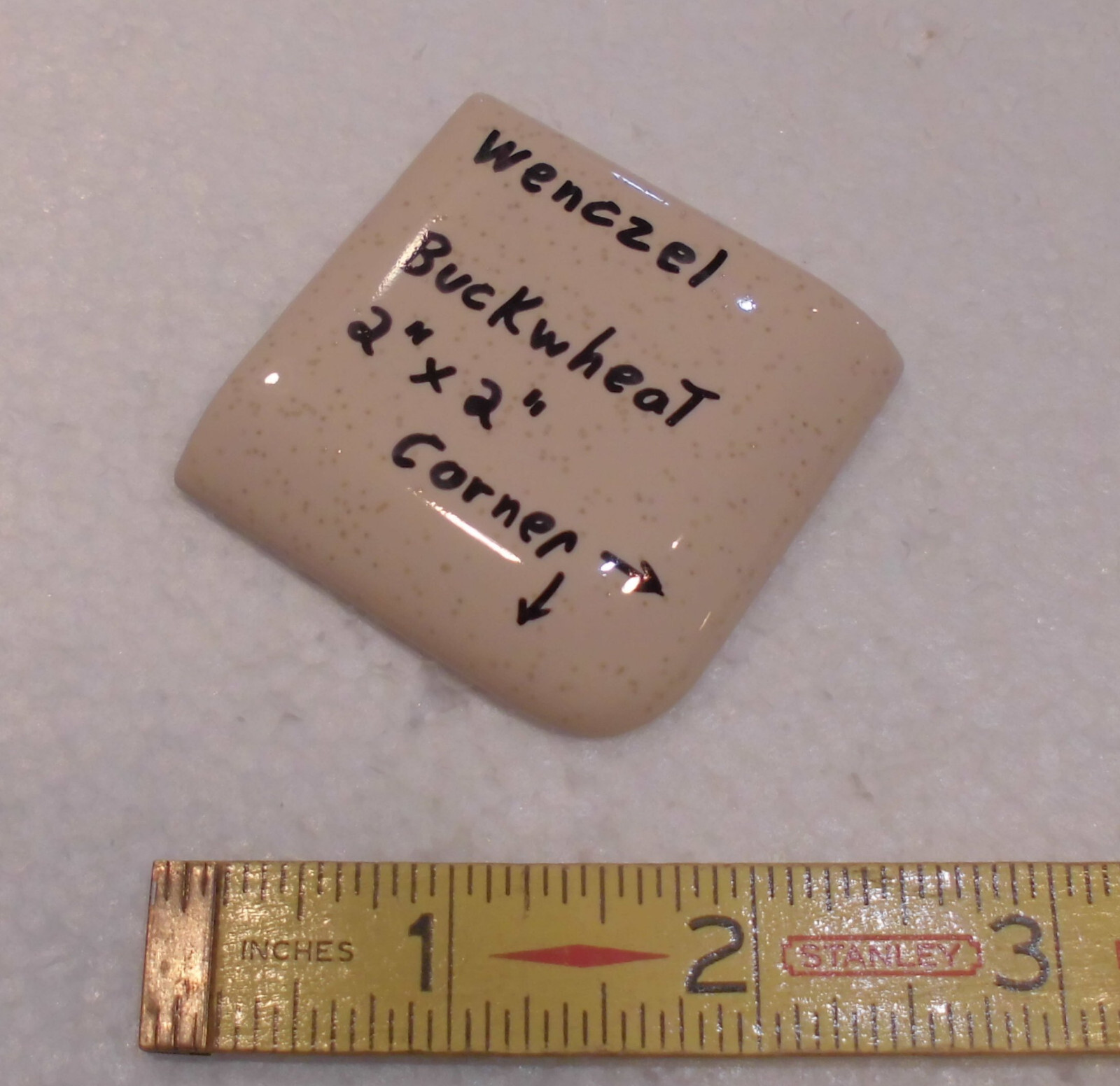 Buckwheat 2″ X 2″ X 5/16″ Ceramic Surface Bullnose Corner Tile; Wenczel Co.