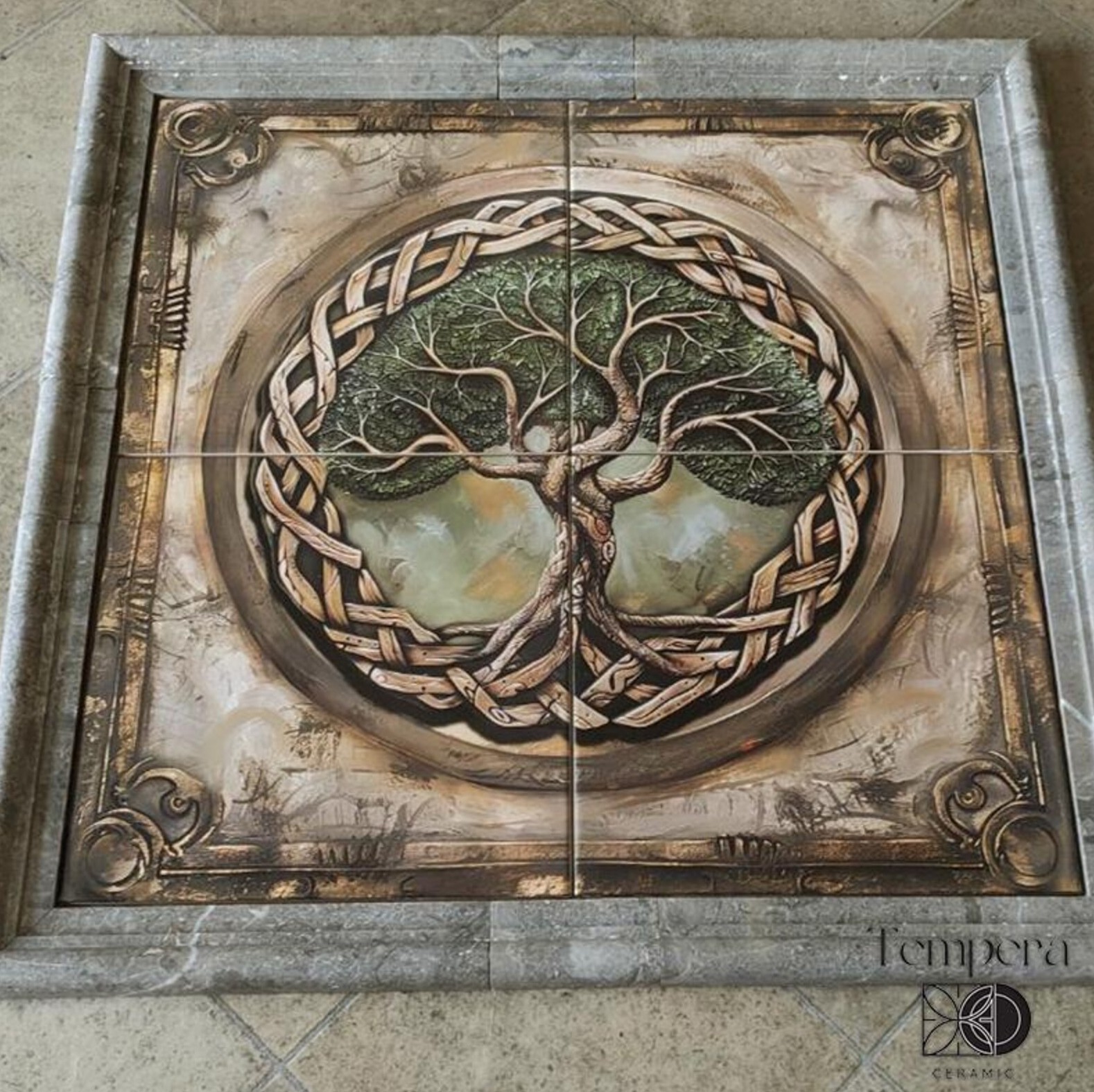 Celtic Tree of Life Tile Backsplash, celtic kitchen tiles, celtic knot tiles art