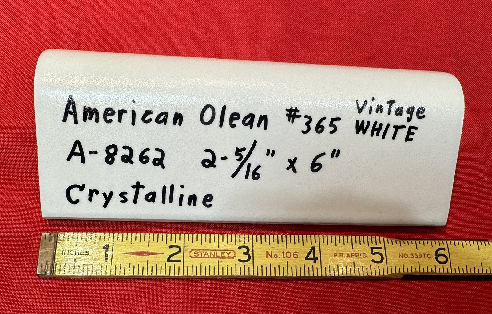 1pc. Off-White V-Cap Crystalline Ceramic Tile: Counter-Top Edging American Olean