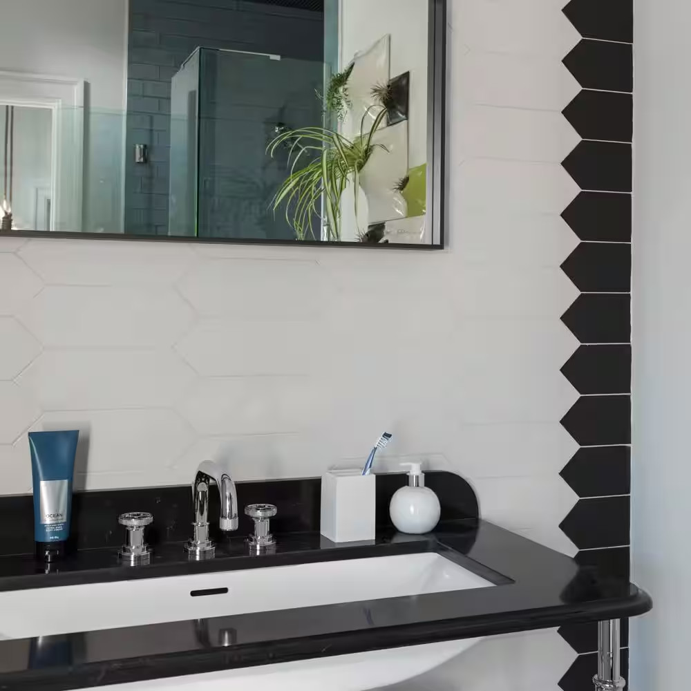 Kite Black 3-7/8 In. X 11-3/4 In. Porcelain Floor and Wall Tile (11.2 Sq. Ft./Ca