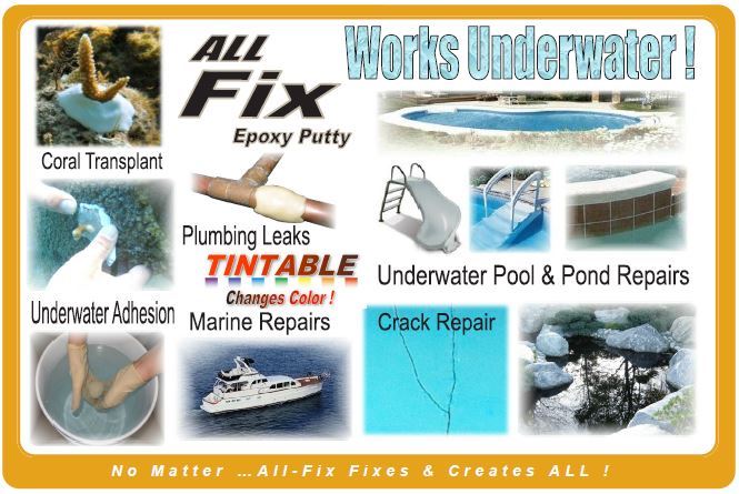 Pool All Fix H20 EPOXY PUTTY Repair MULTI USE Leaks Cracks Tile Stone Plastic