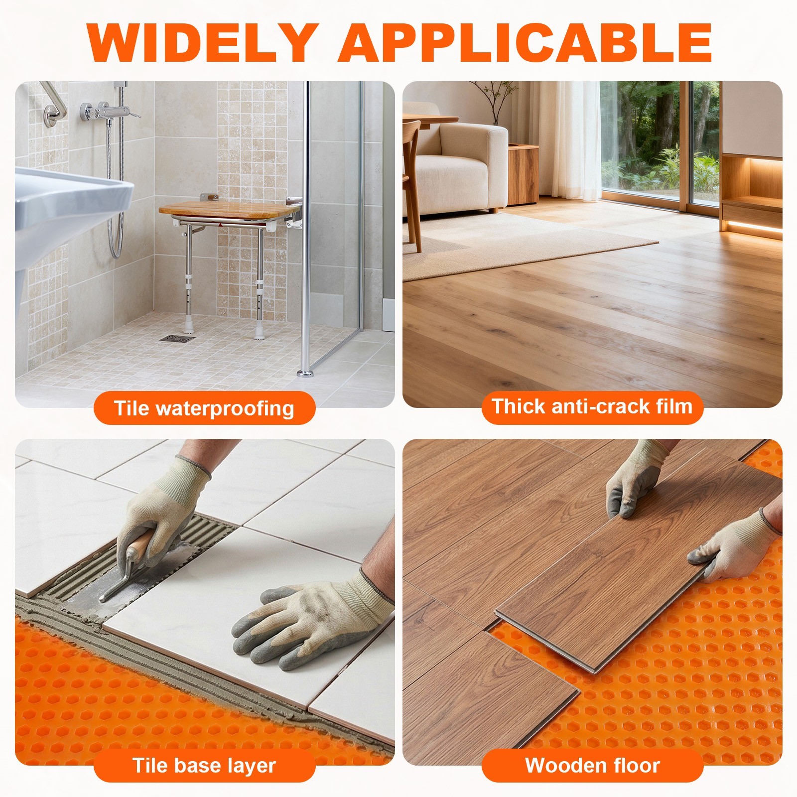 Anti Fracture Flooring Underlayment for Shower Walls/Bathroom Floors/Sauna Room