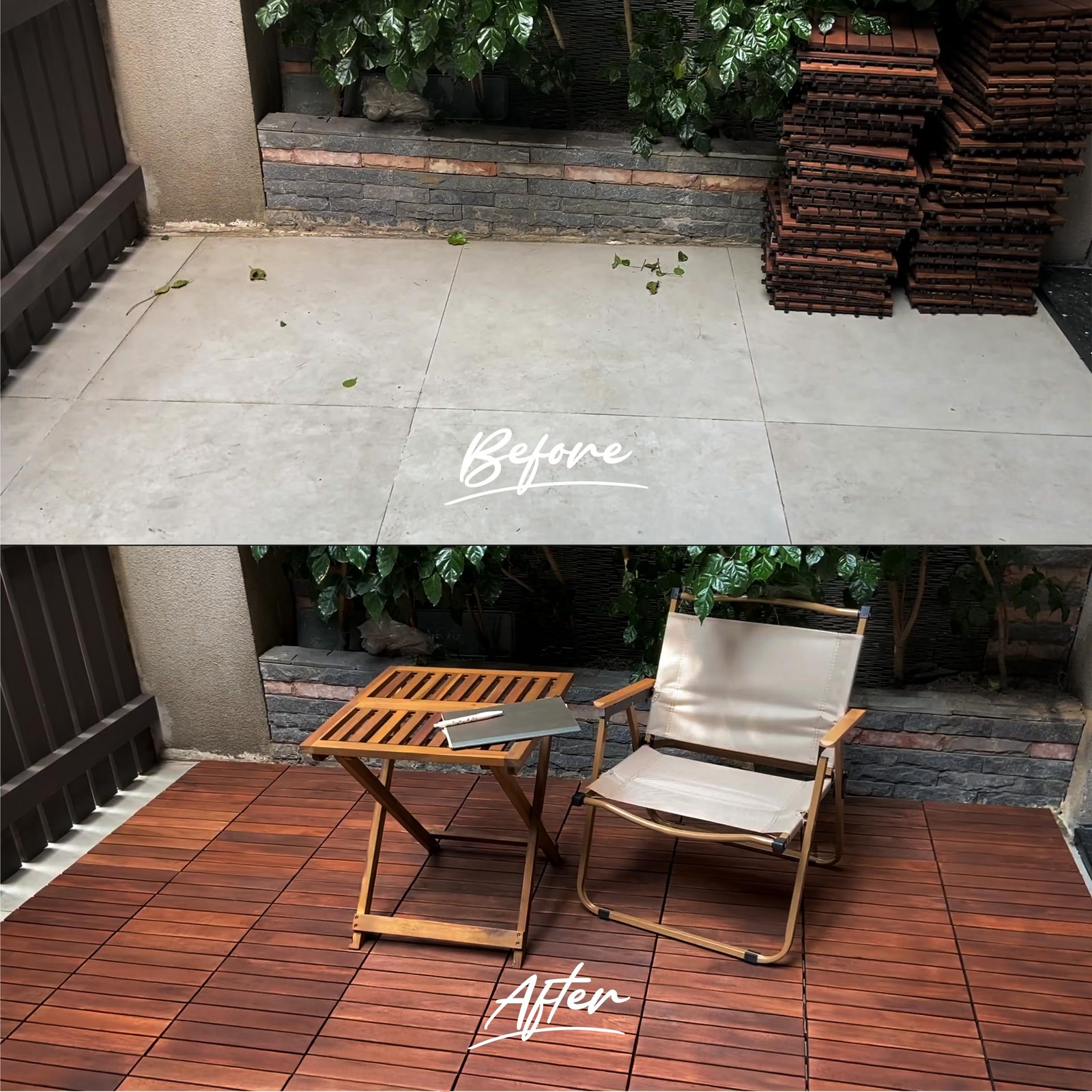 Premium Acacia Wood Interlocking Deck Tiles, 12″x12″x0.9″ Outdoor Patio Floor…
