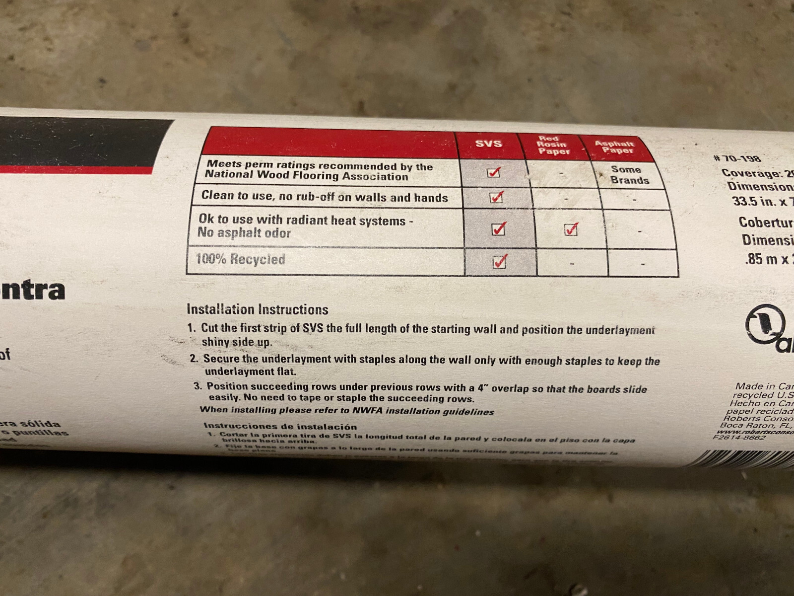 FLOOR Moisture Barrier 200 sqFT 31.5″x 76.25′ x 6 mil ROBERTS 70-198 Silicone