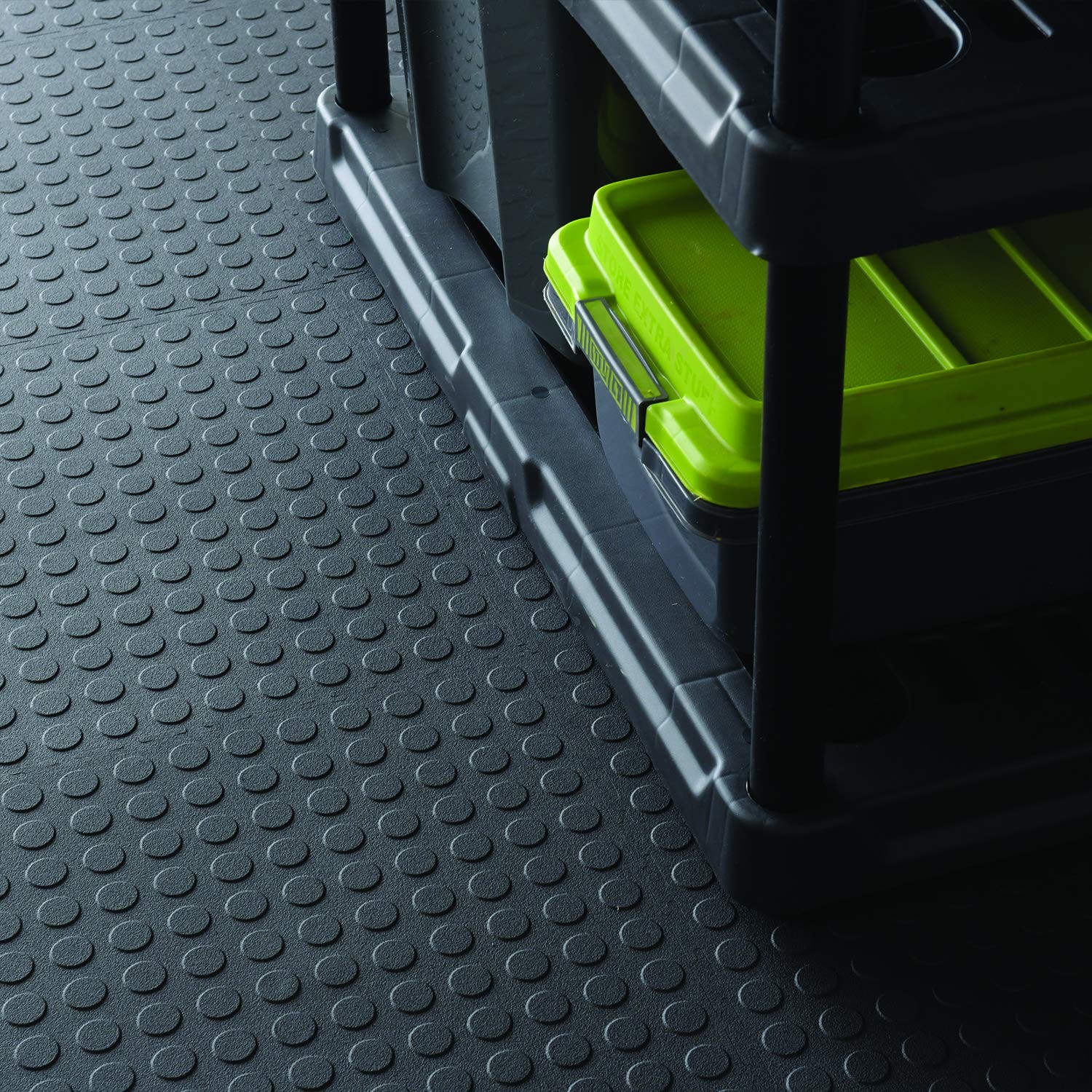 VersaTex Garage Floor 18 x 18 inch Square Plastic Raised Coin 24 Pack, Black