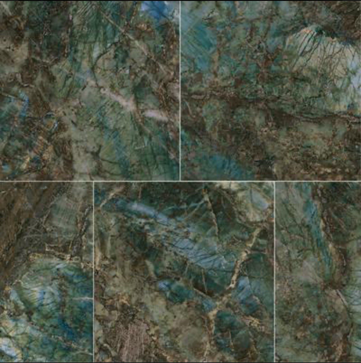 Forest Green Marble-Look Modern Glossy 48×48 Wall/Floor Tile