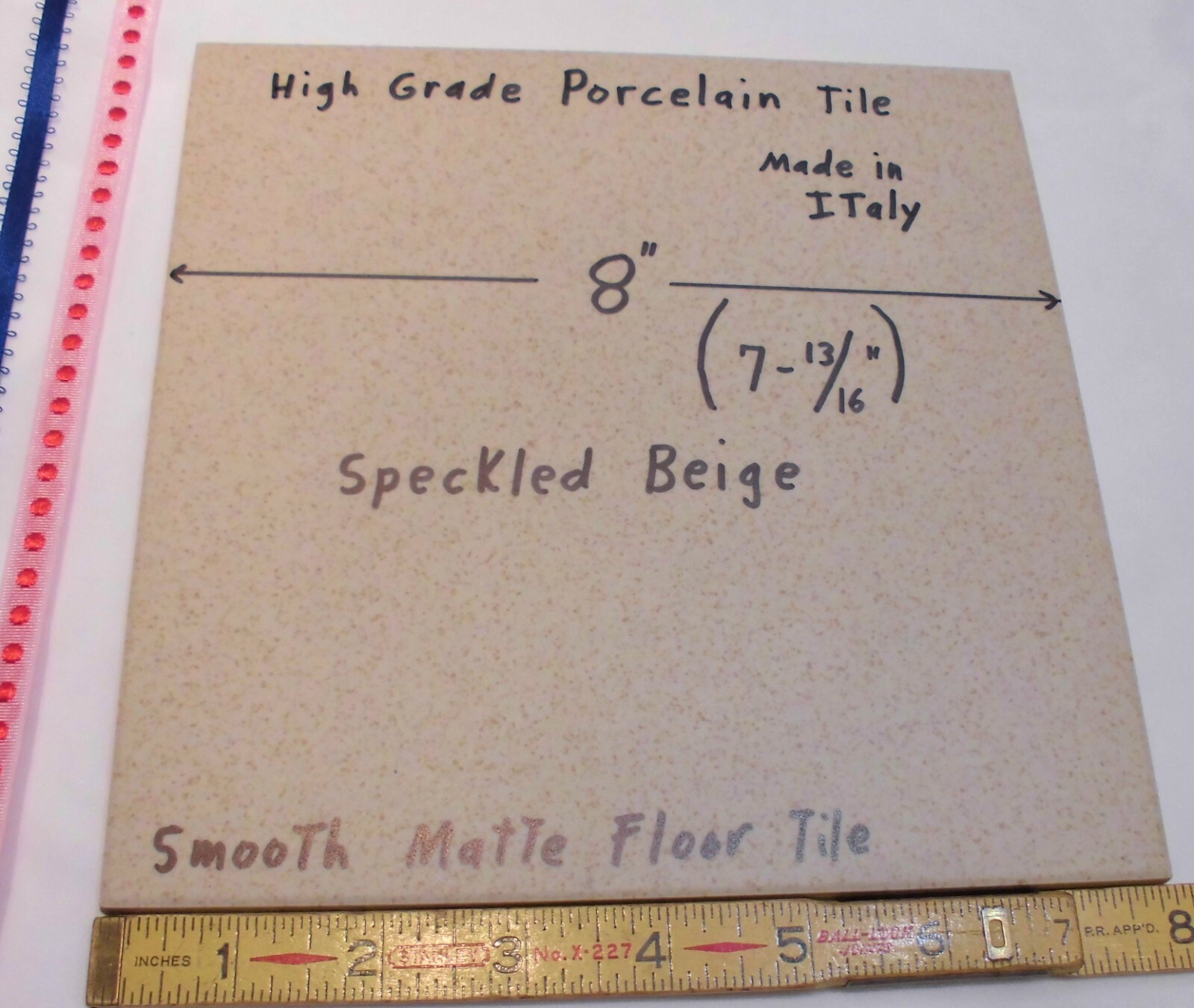 1 pc. Speckled: Smooth Porcelain Floor Tile 8″ X 8″ Light Beige + Gold Specks