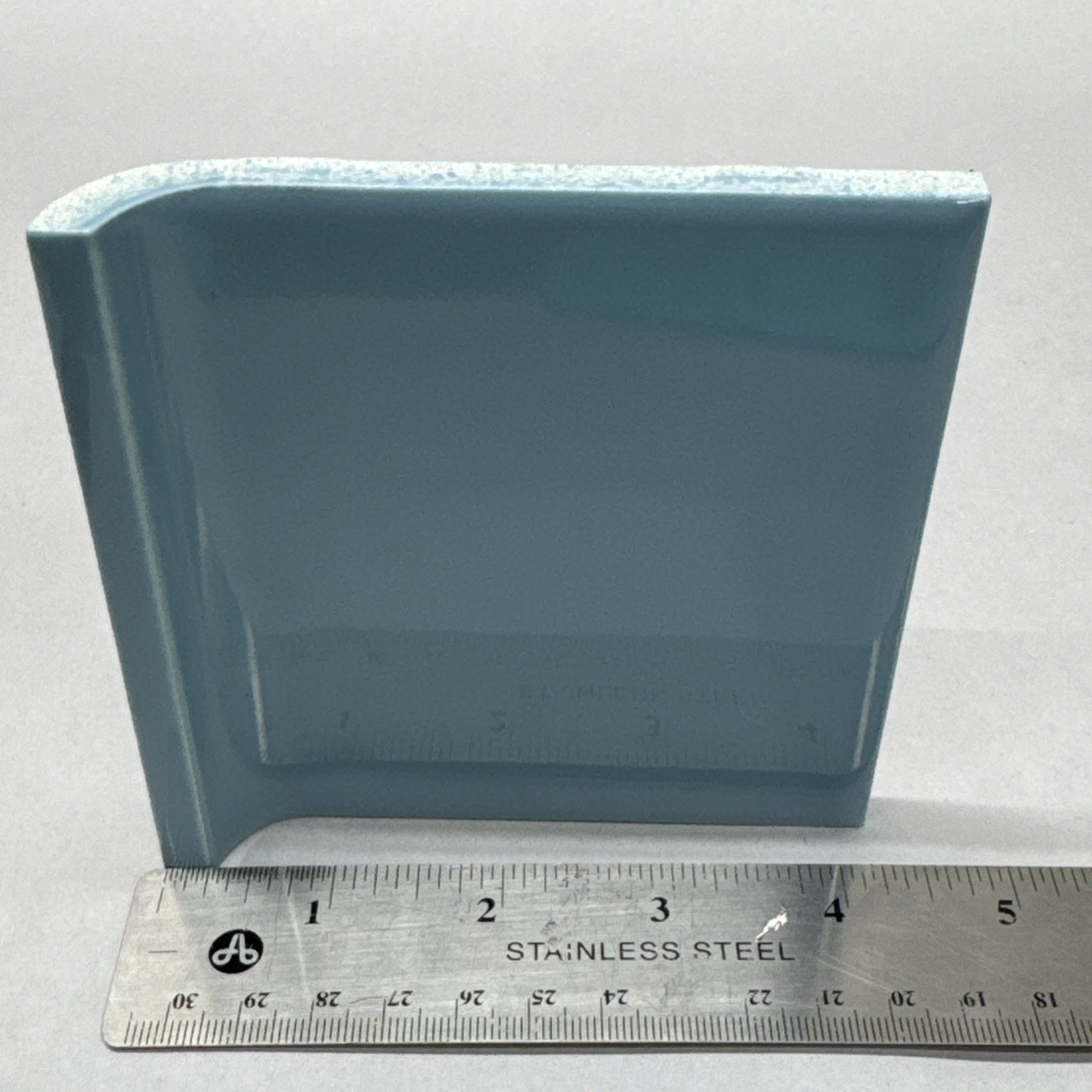 American Olean Ceramic Tile #28 Azure Blue Glossy 4 ¼” size Cove Base Curve