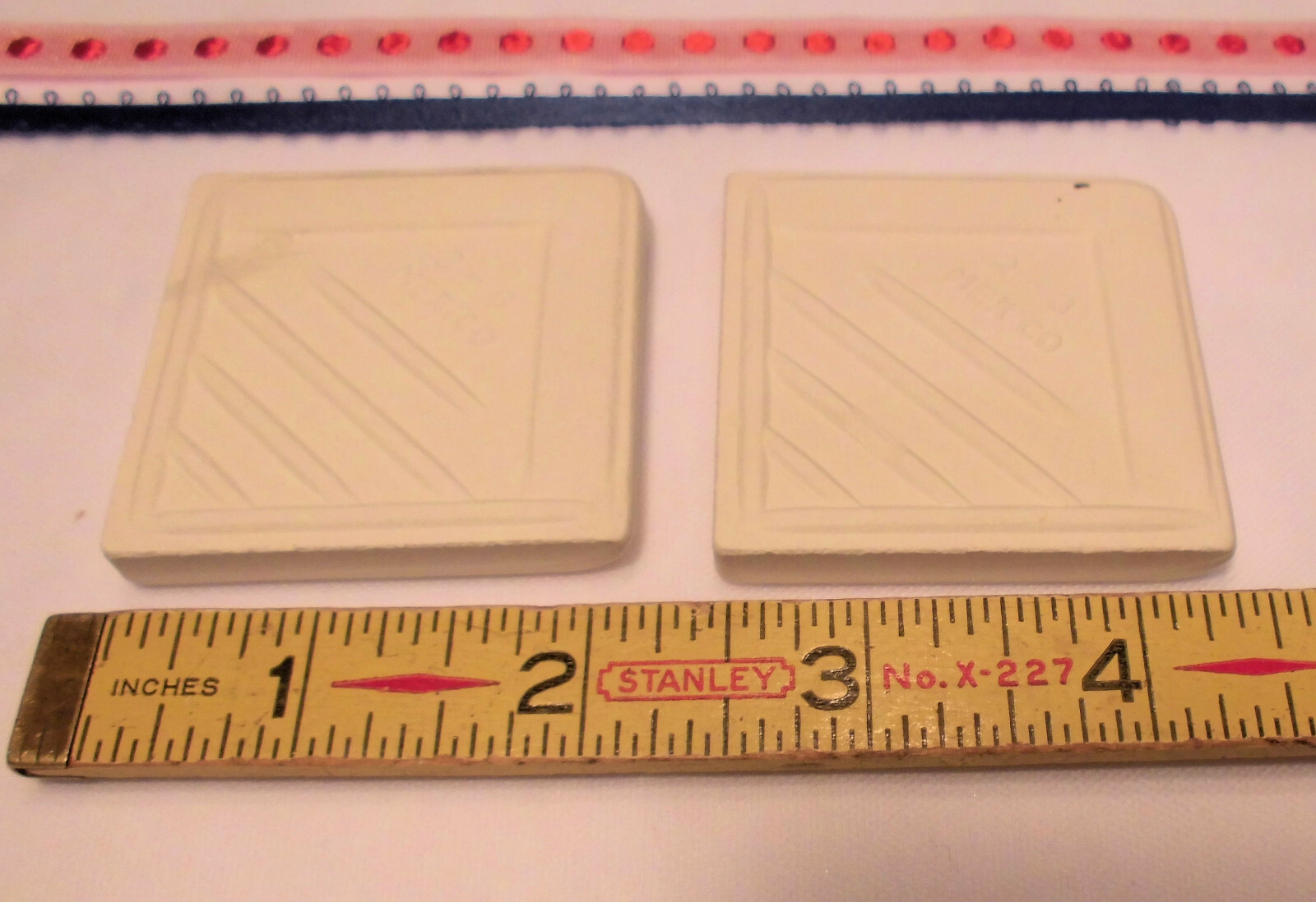 2 pcs. *Matte Almond* 2″ X 2″ X 5/16″ Ceramic Surface Bullnose Corner Tiles NEW