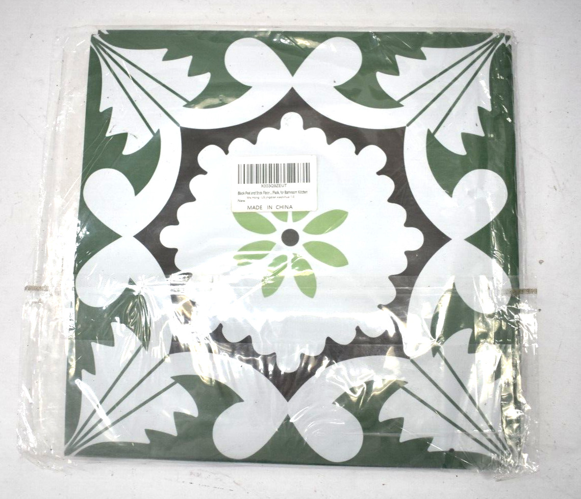 RomDeco Peel & Stick Floor Tiles Self Adhesive 10 Piece Green 11.8″ x 11.8″