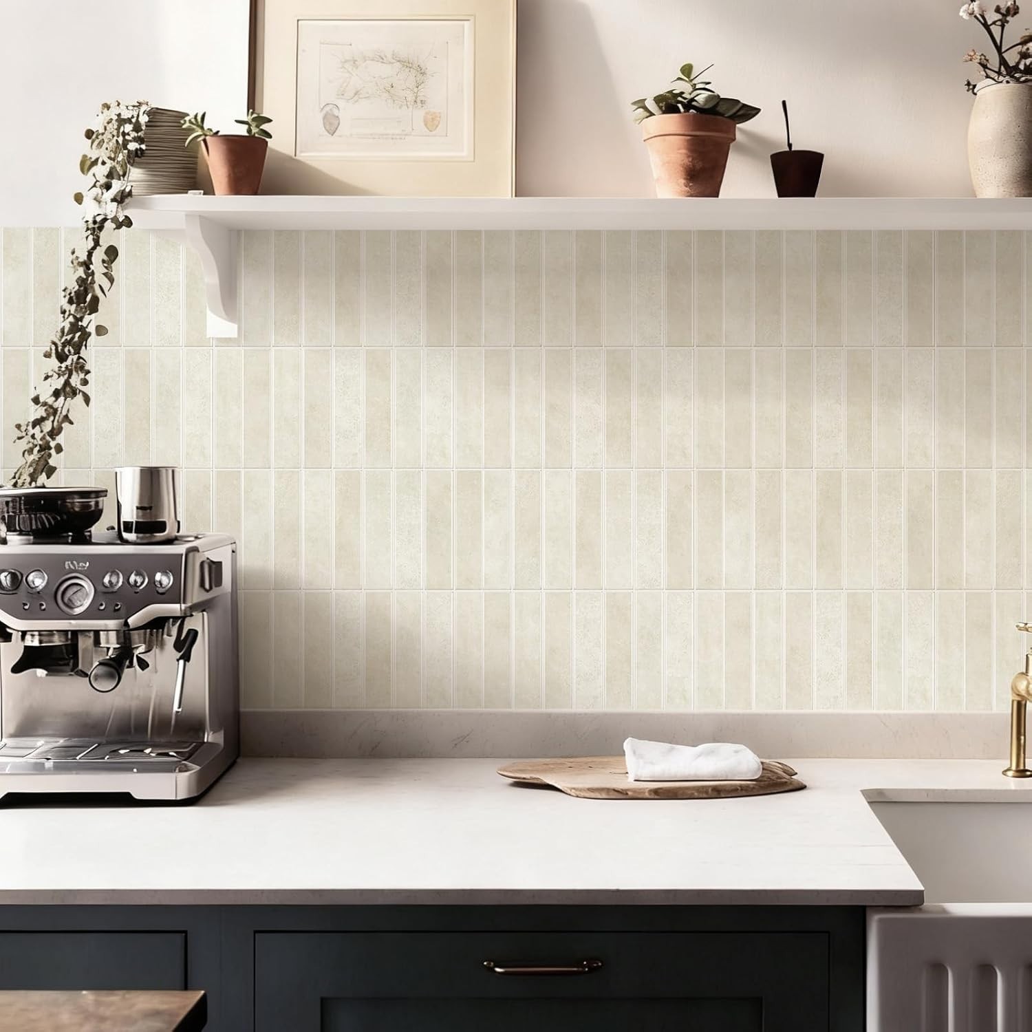Beige 11.8×11.8in Peel & Stick Vinyl Backsplash Title (10 Sheets)