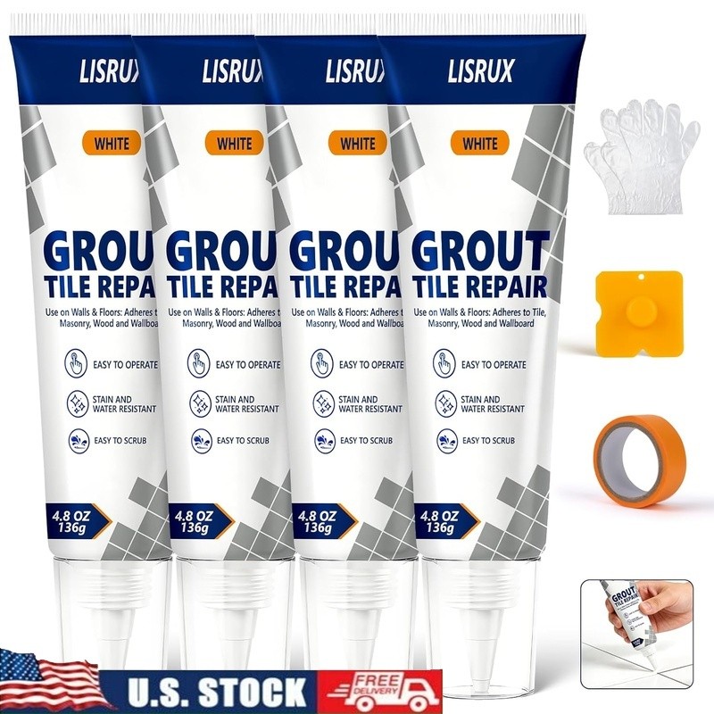 3-in-1 Tile Grout Repair Kit Waterproof Adhesive Cracks Stains Filling Renewing